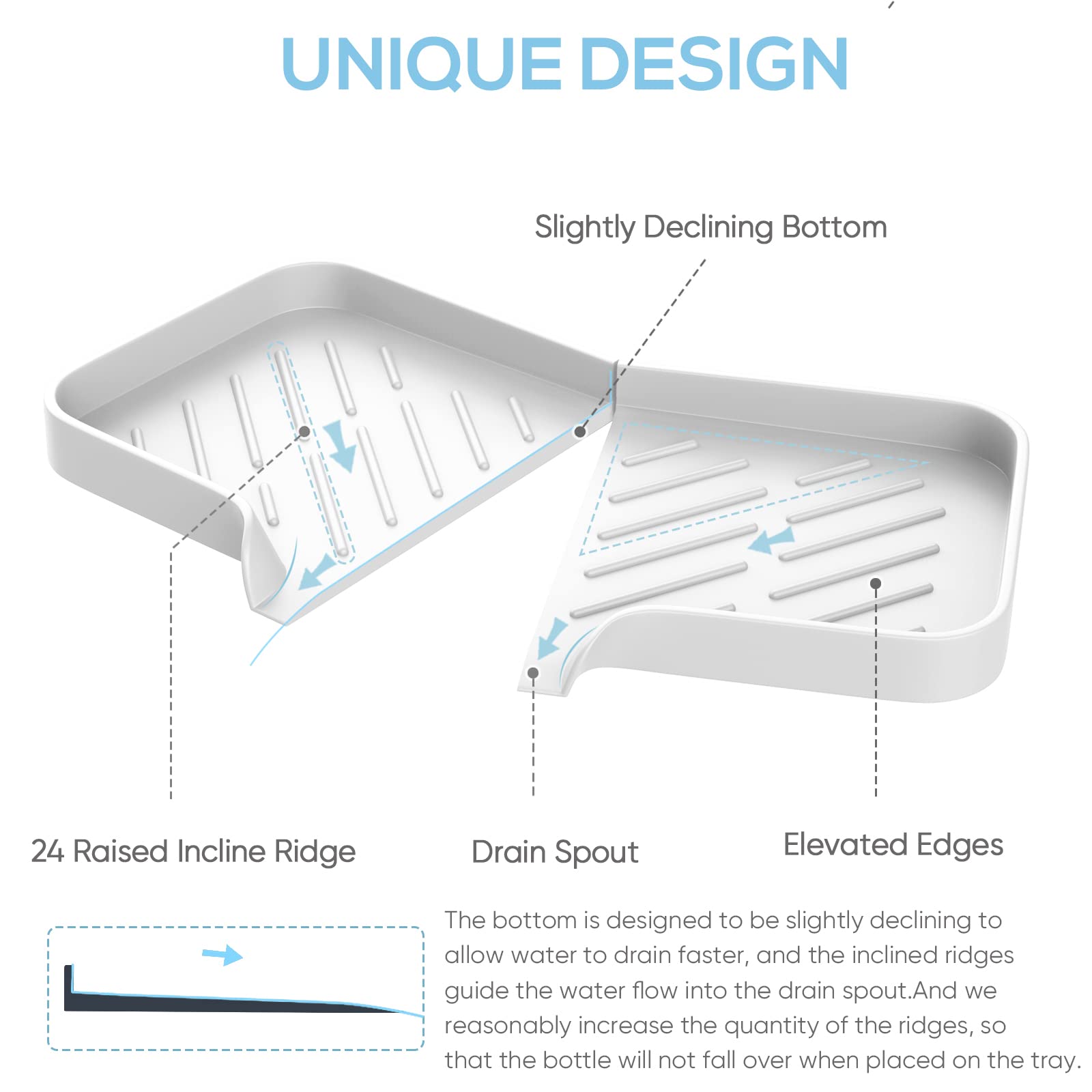 Kitchen Soap Tray,Kitchen Sink Tray Sponge Tray Kitchen Sponge Holder Self Draining Premium Silicone Soap Holder For Bathroom Ki