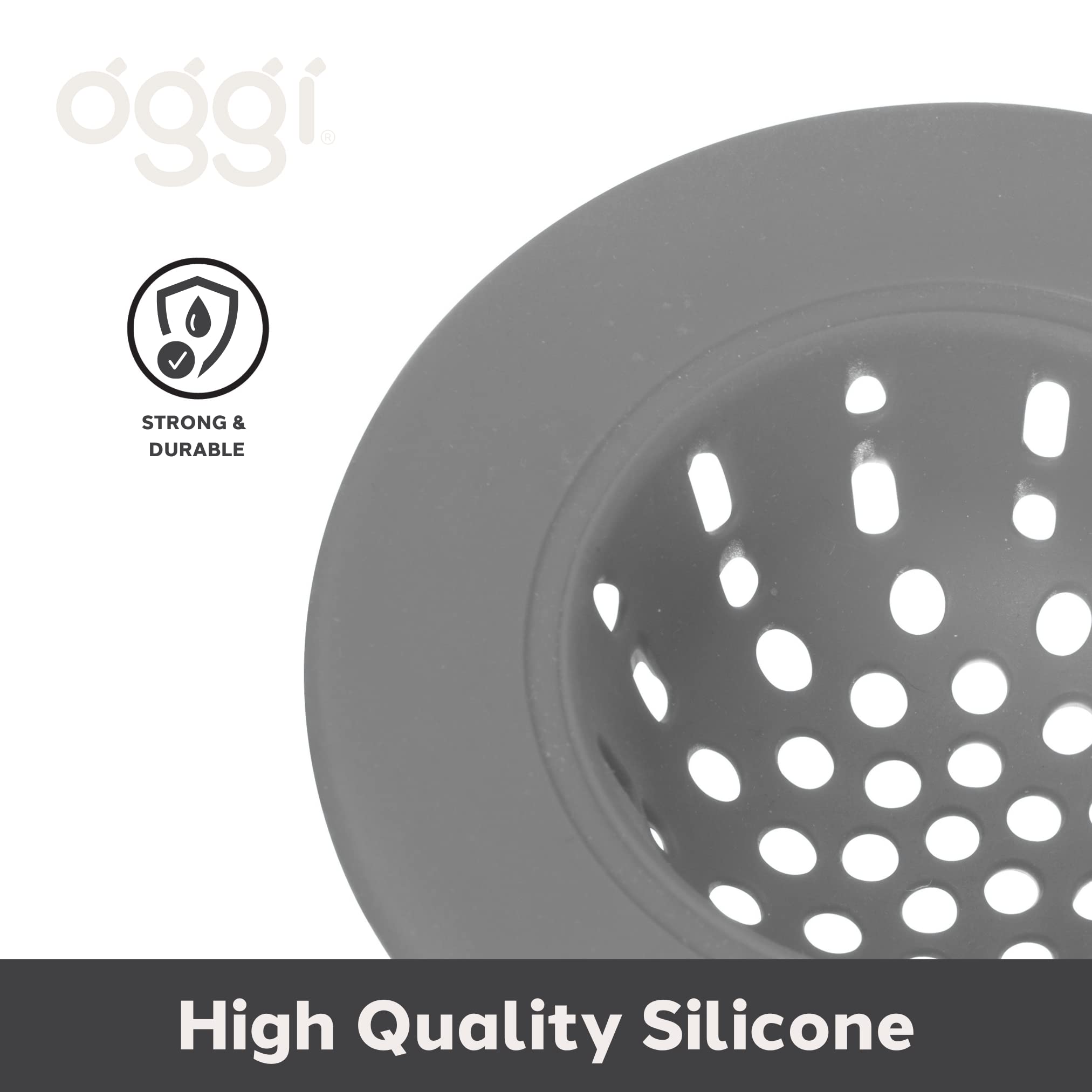Oggi Silicone Sink Strainer- Great Kitchen Sink Strainer, Sink Drain Strainer, Drain Stopper, Sink Plug, 4.6? Diameter Rim, Gray