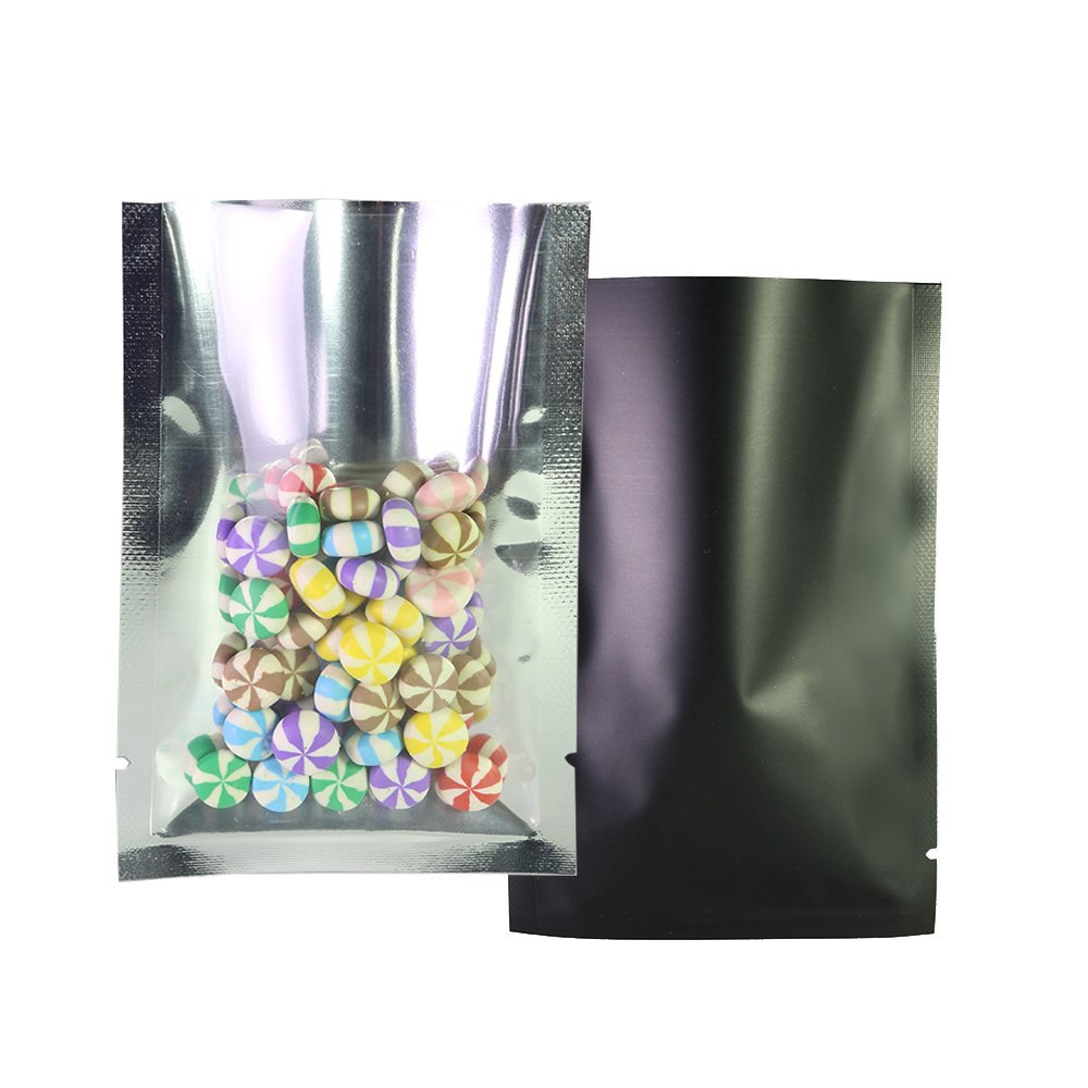 Qq Studio Clear Open Top Colored Metallic Mylar Bag (100 Bags) (Black, Open | 3.5'' X 5.1'')