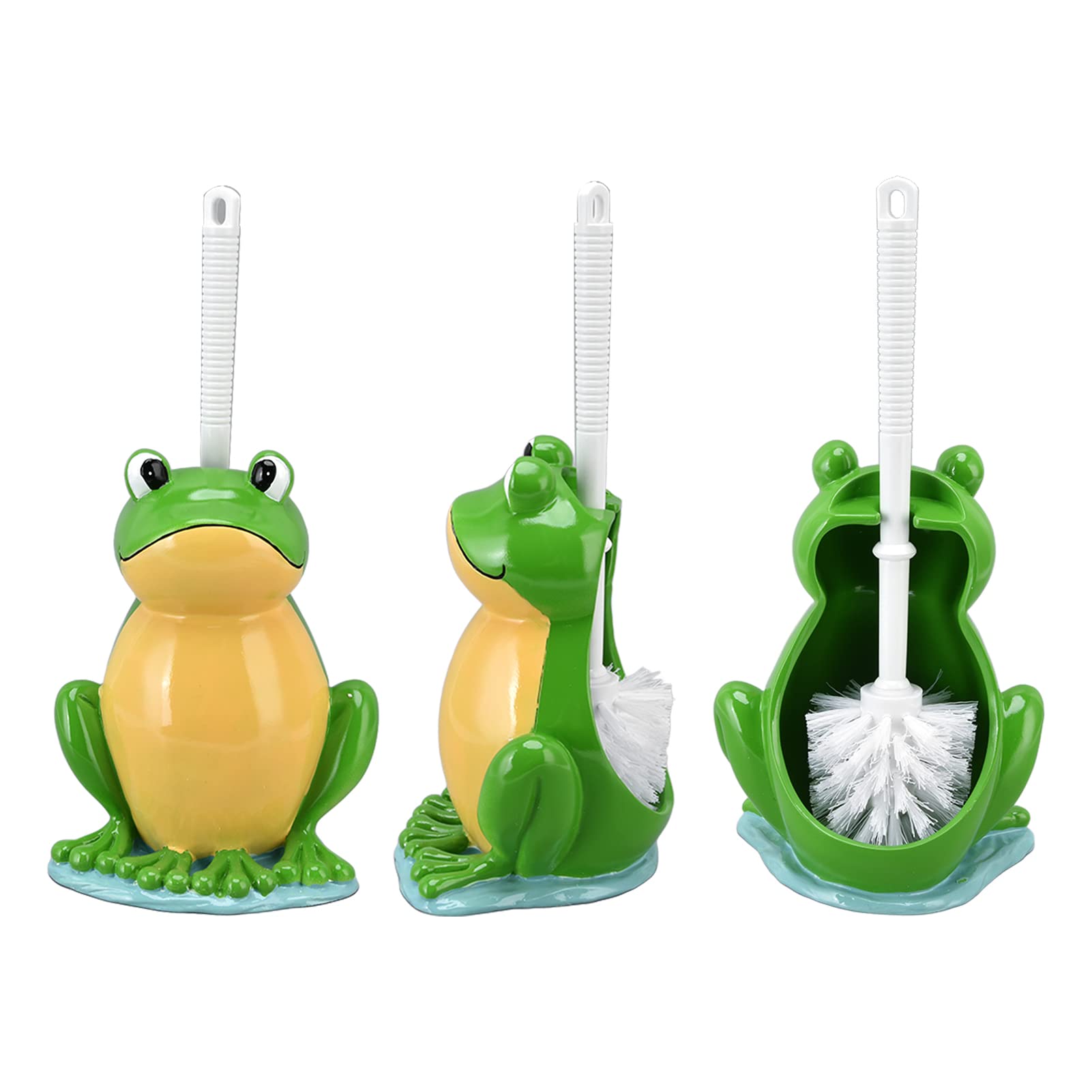 Toilet Brush With Ventilated Drying Holder,Flexible Toilet Bowl Brush Head With Silicone Bristles,Frog Shaped Toilet Brush, Comp