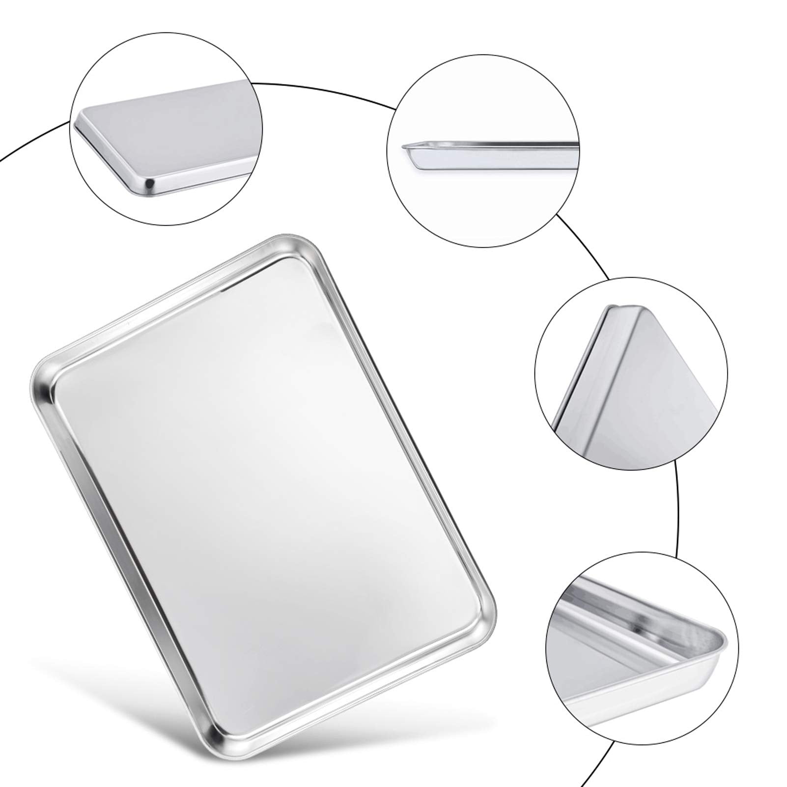 Teamfar Baking Sheet, 20  14  1, Cookie Sheet Half Sheet Baking Pans Stainless Steel, Non Toxic & Healthy, Heavy Duty & Thick Ga