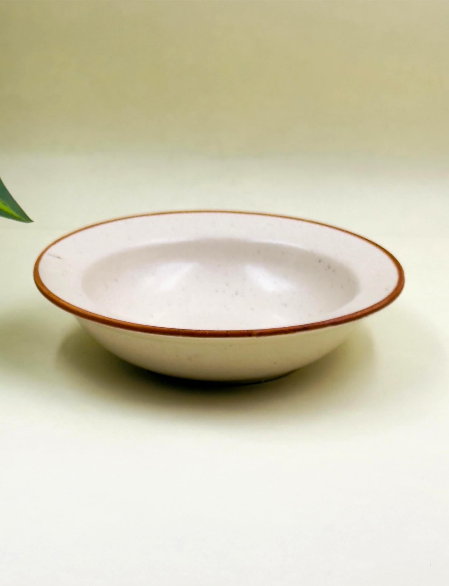 Lupaava Ceramic Pasta Plate | Soup Plate | Snack Plate | Size 7 Inch | Microwave Safe, Oven Safe (1, Brown Border)