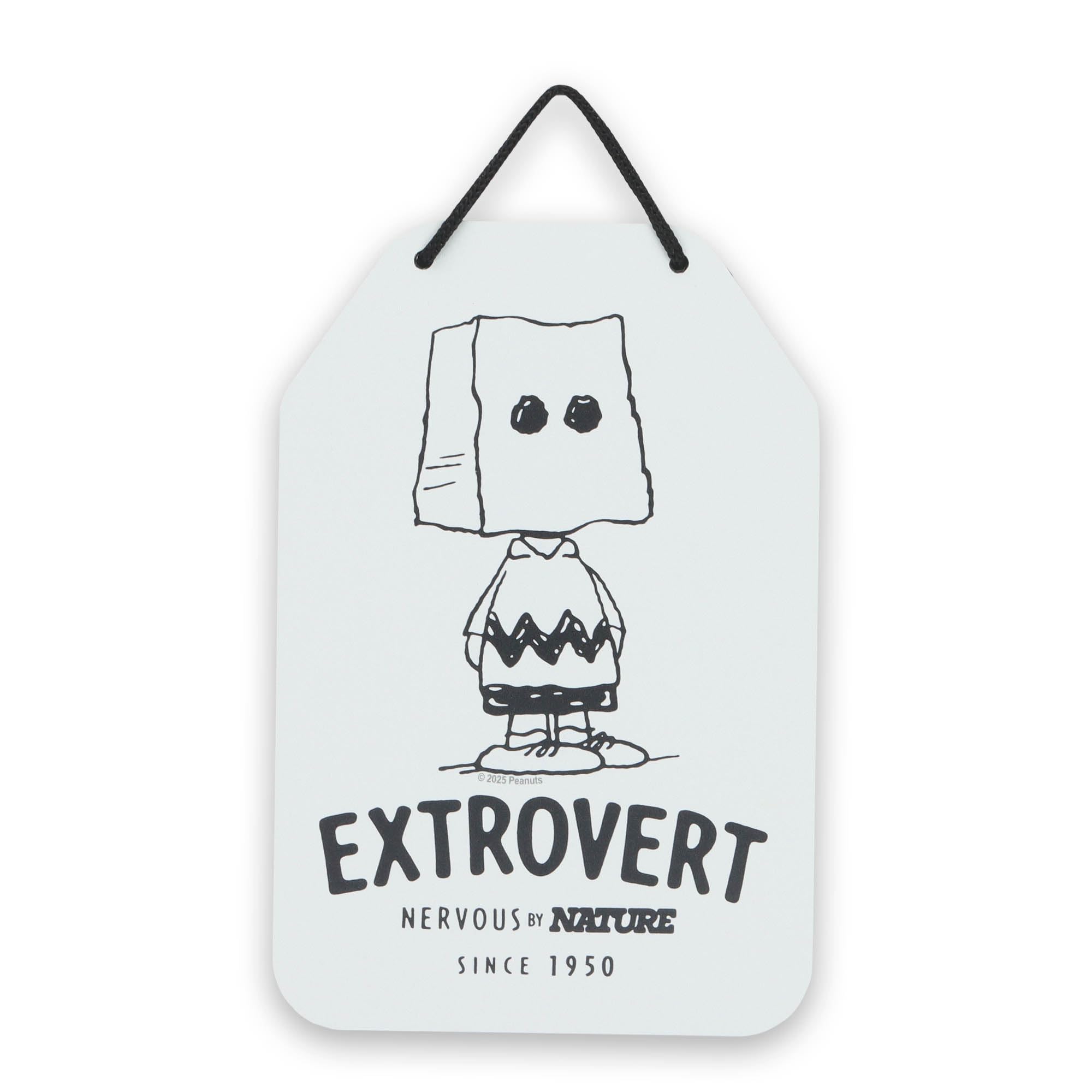 Peanuts Charlie Brown Extrovert Hanging Metal Sign - Funny Charlie Brown Wall Decor for Home - Great Gift Idea