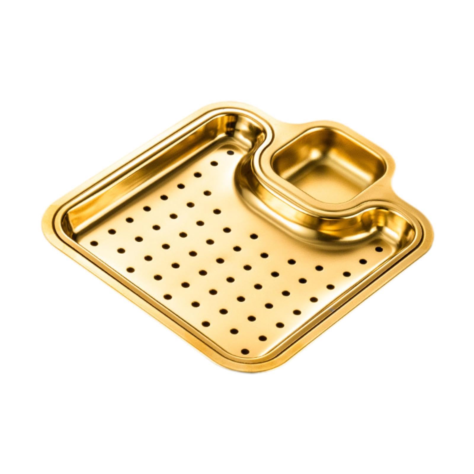 UJEAVETTE Roasting Pan Bakeware Compartment Fried Food Server for Garlic Rings Chicken Gold with Filter