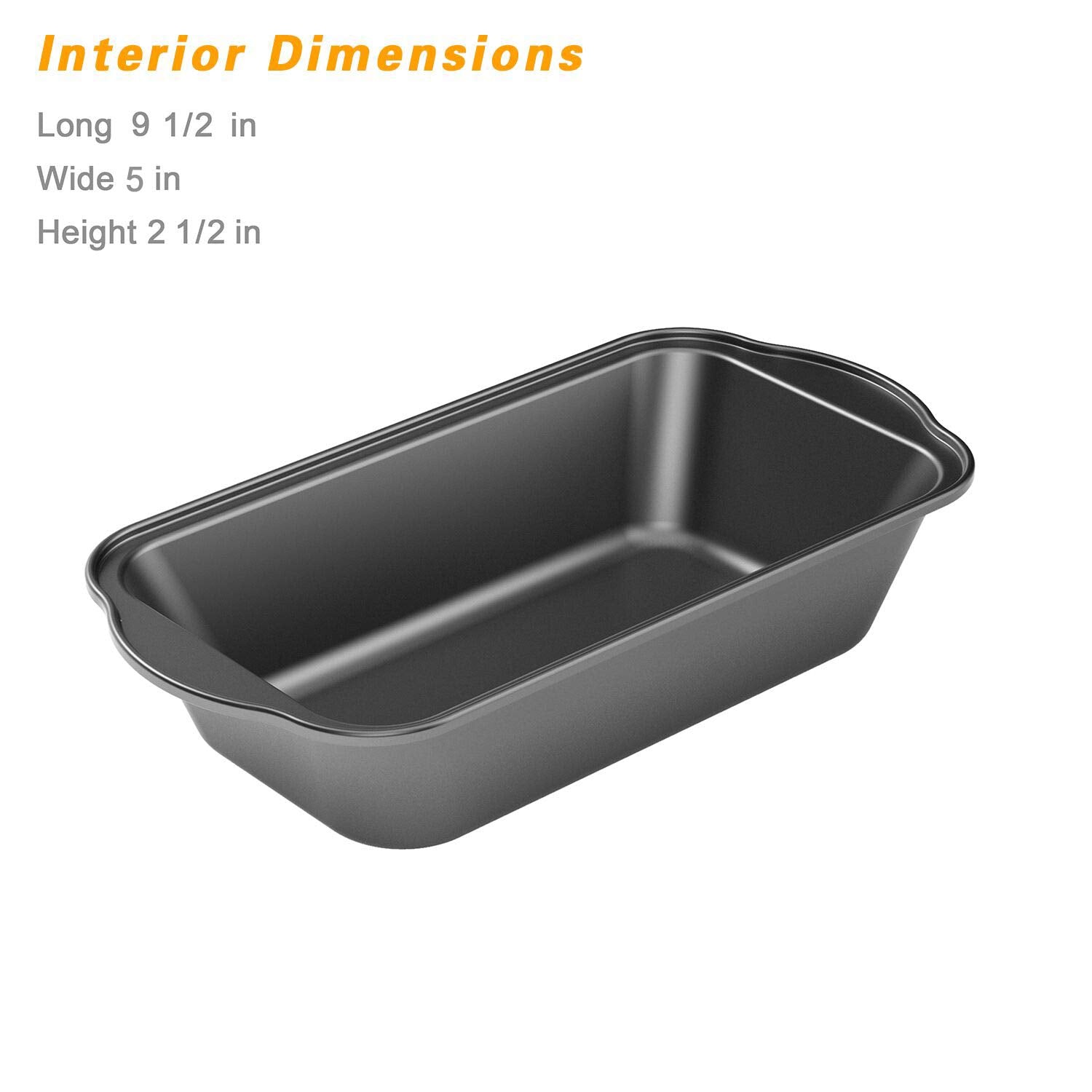 Tiawudi Nonstick Carbon Steel Baking Bread Pan - Large 9.5" x 5" - Black, 3 Pack