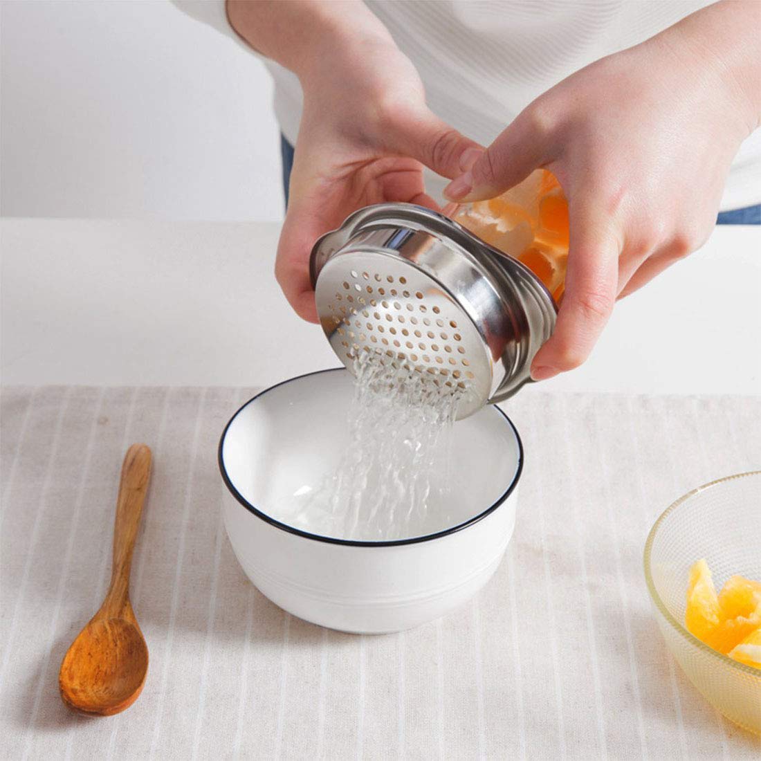 Onwon Tuna Strainer Food-Grade Stainless Steel Sieve Tuna Press Can Lid Oil Drainer Remover Canning Colander Oil Squezzer Easy T