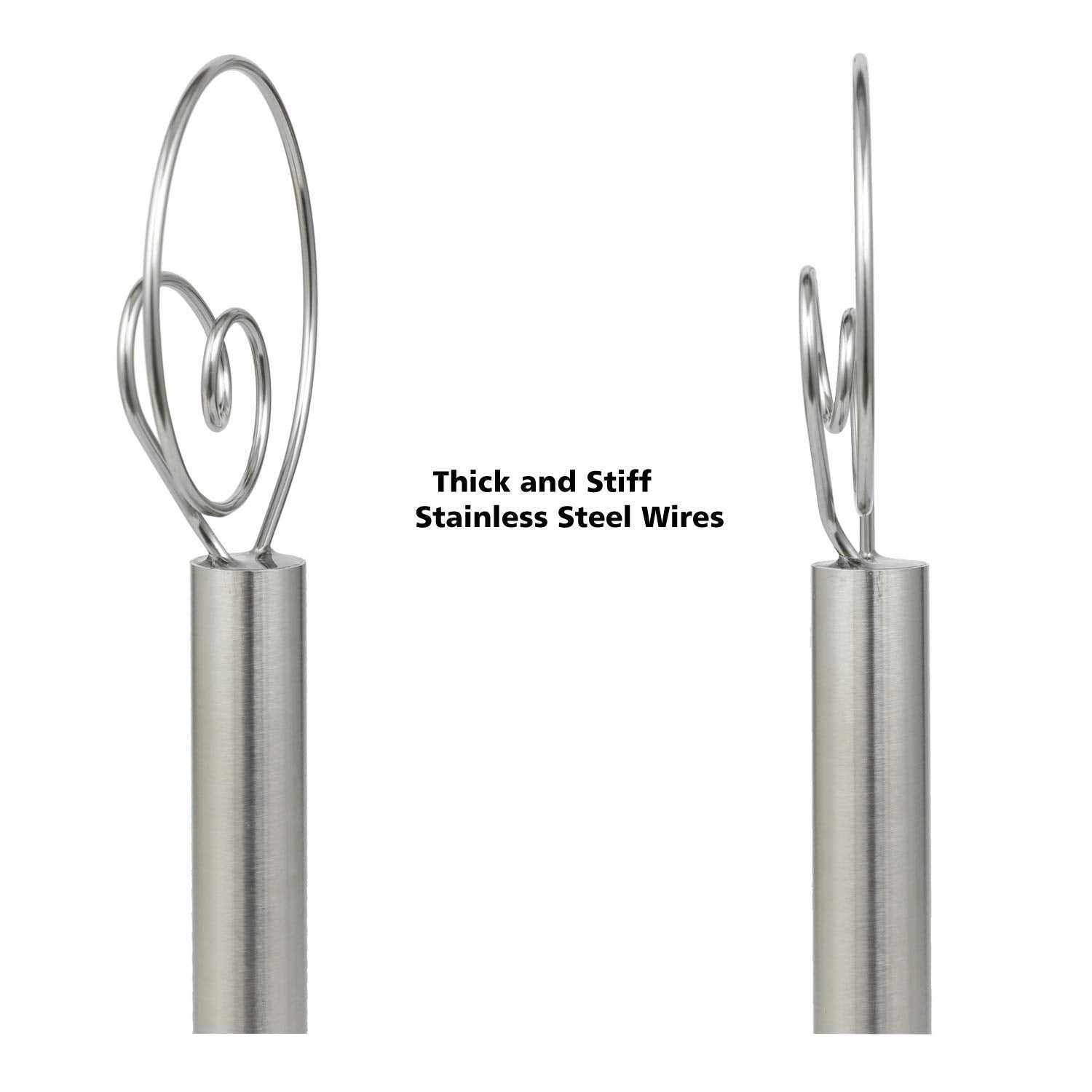Jillmo Danish Dough Whisk, 12 Inch Stainless Steel Bread Whisk, 2 Pack