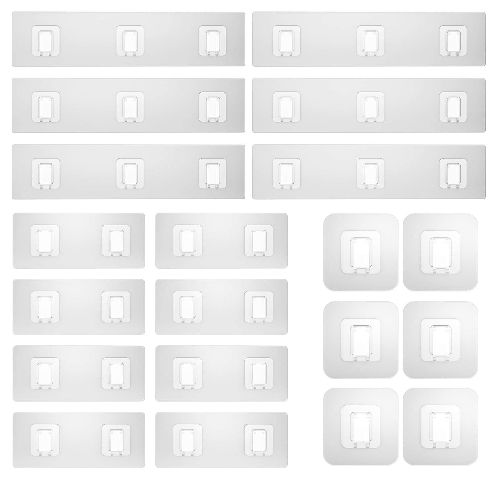 FEPTUASE 20 Pack Shower Caddy Adhesive Replacement Flat, Transparent Strong Adhesive Hooks, No Drilling, Waterproof Wall Hooks f