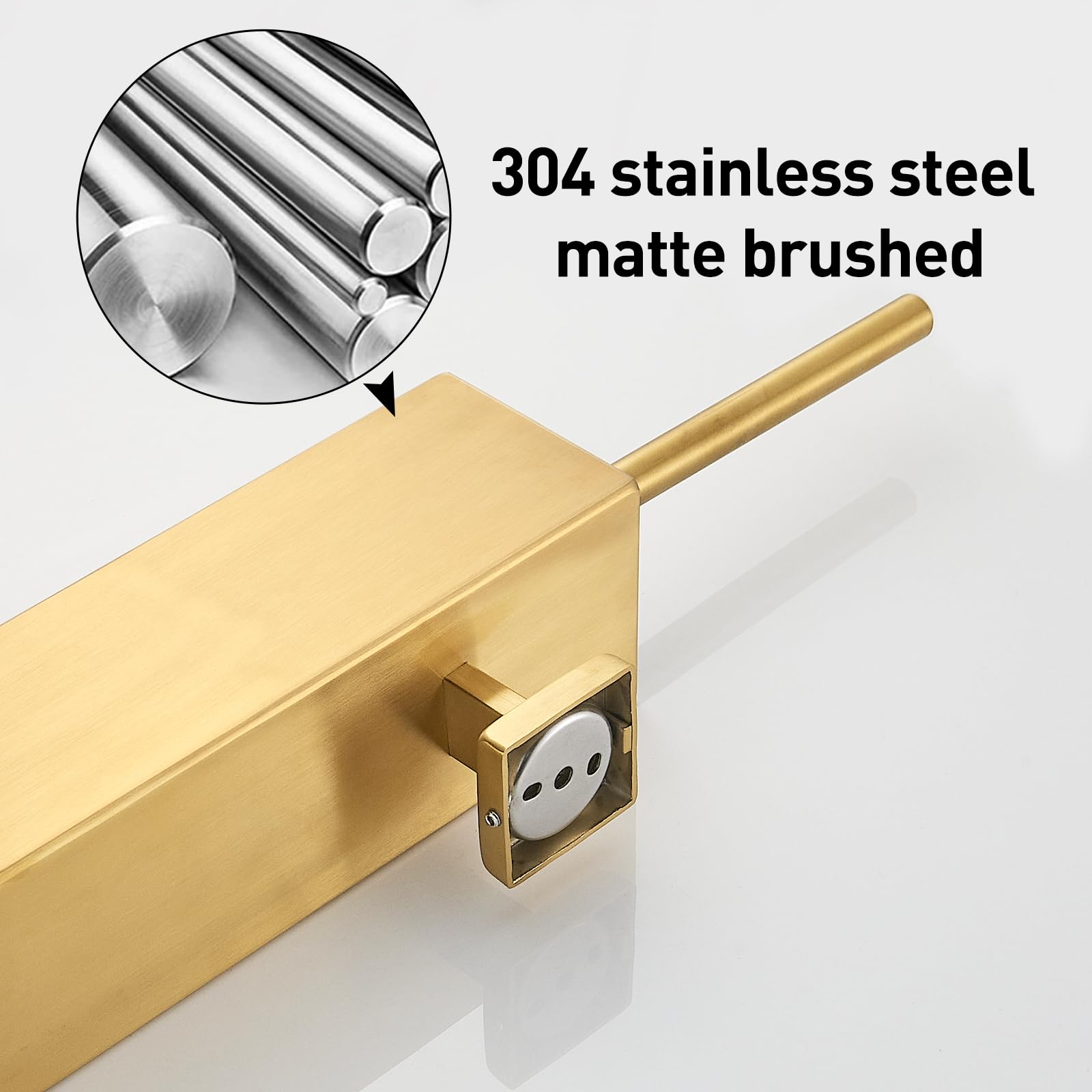 Tinyrow Toilet Brush Holder Wall Mounted Toilet Brushes For Bathroom With Holder Toilet Bowl Brush Square Brushed Gold