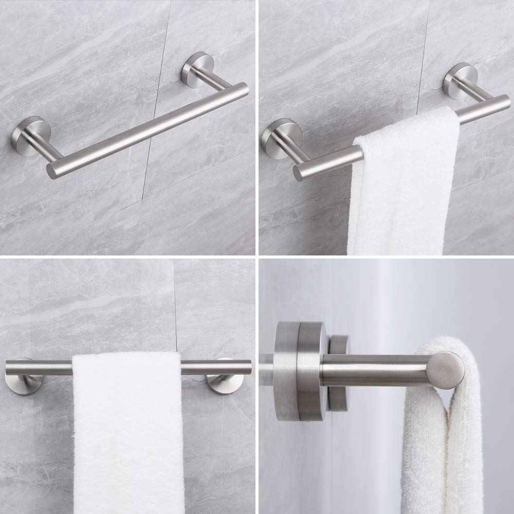 Kimzcn Sus 304 Stainless Steel 12-Inch Hand Towel Bar Bathroom Towel Holder Kitchen Dish Cloth Hanger Rustproof Wall Mount Brush