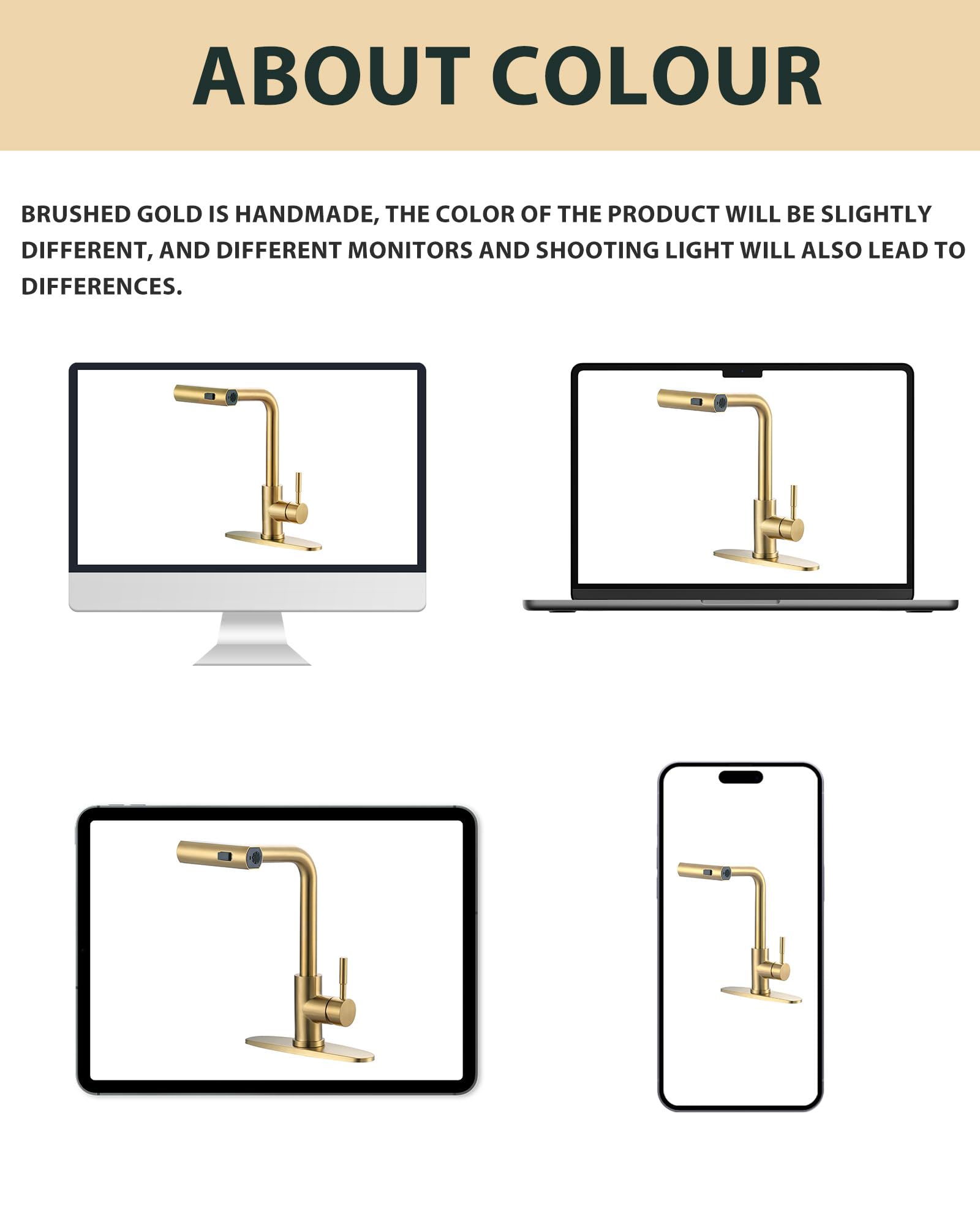 Waterfall Kitchen Sink Faucet With Sprayer: 3 Modes(Waterfall/Stream/Sweep) Pull Down Sprayer - Iviga Gold Splash Proof Sink Fua