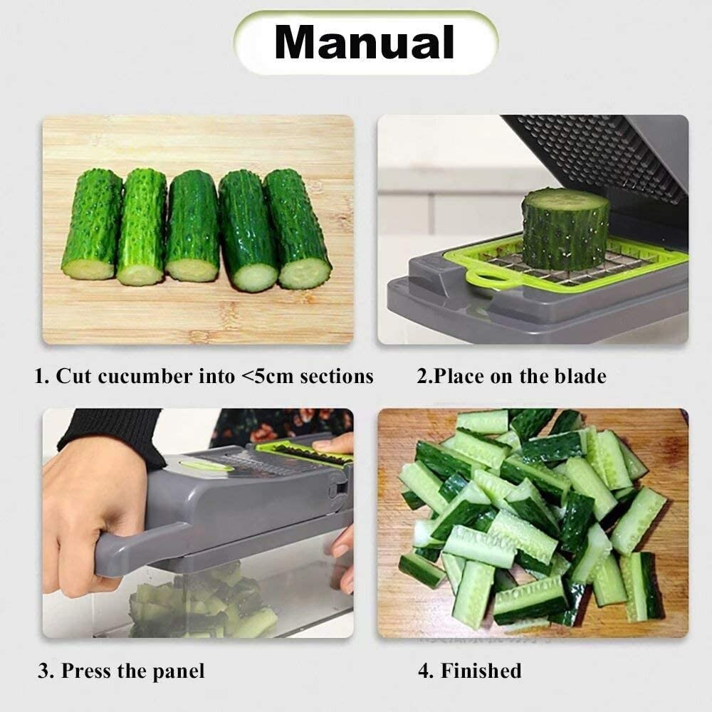 Jlv Picador,Cortador De Verdura 12 En 1 Manual Multi Kitchen Helper Procesador De Alimentos Chopper