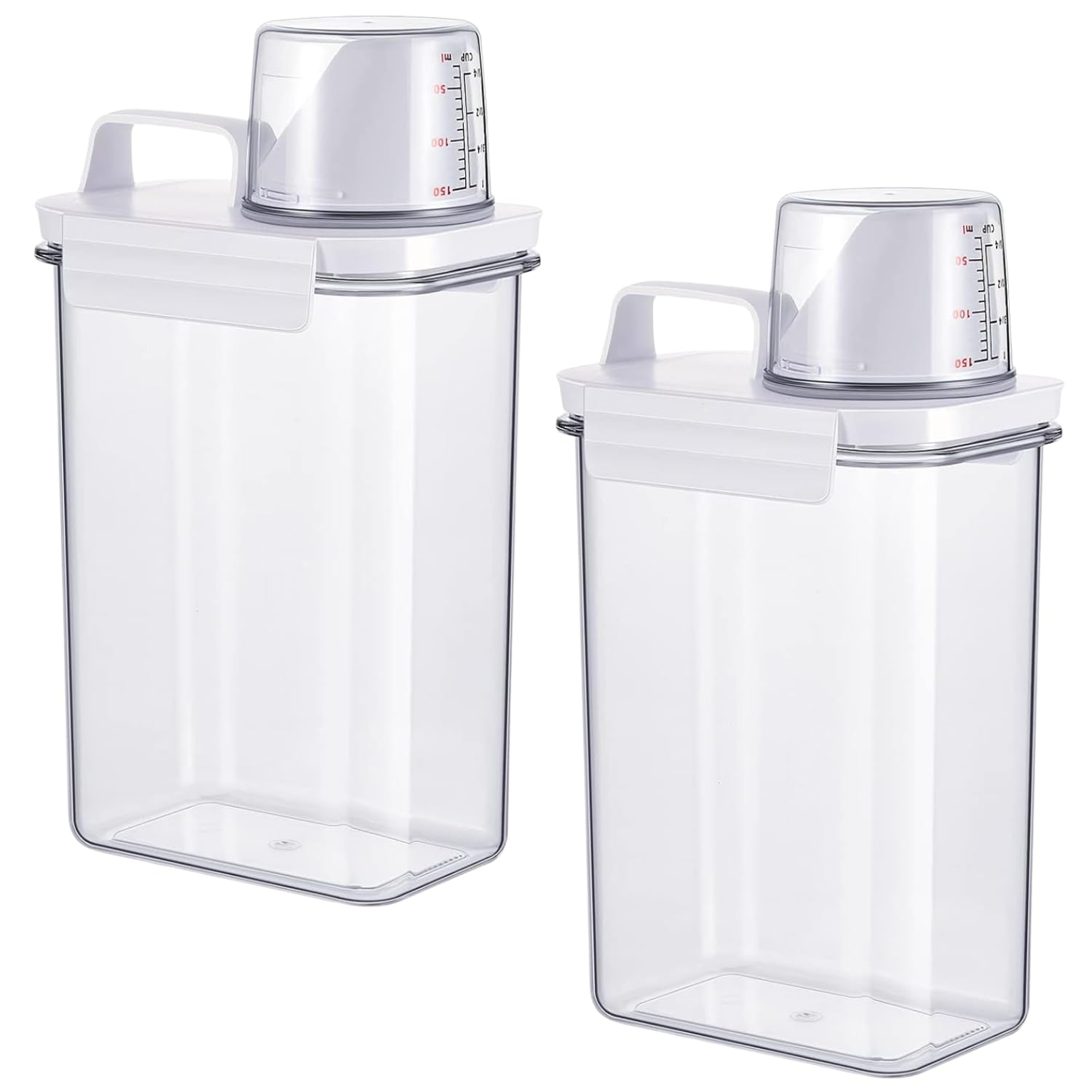 Kevim 1800Ml Laundry Detergent Dispenser Pack Of 2,78 Oz Clear Storage Container With Lid For Scent Booster Beads, Laundry Powde