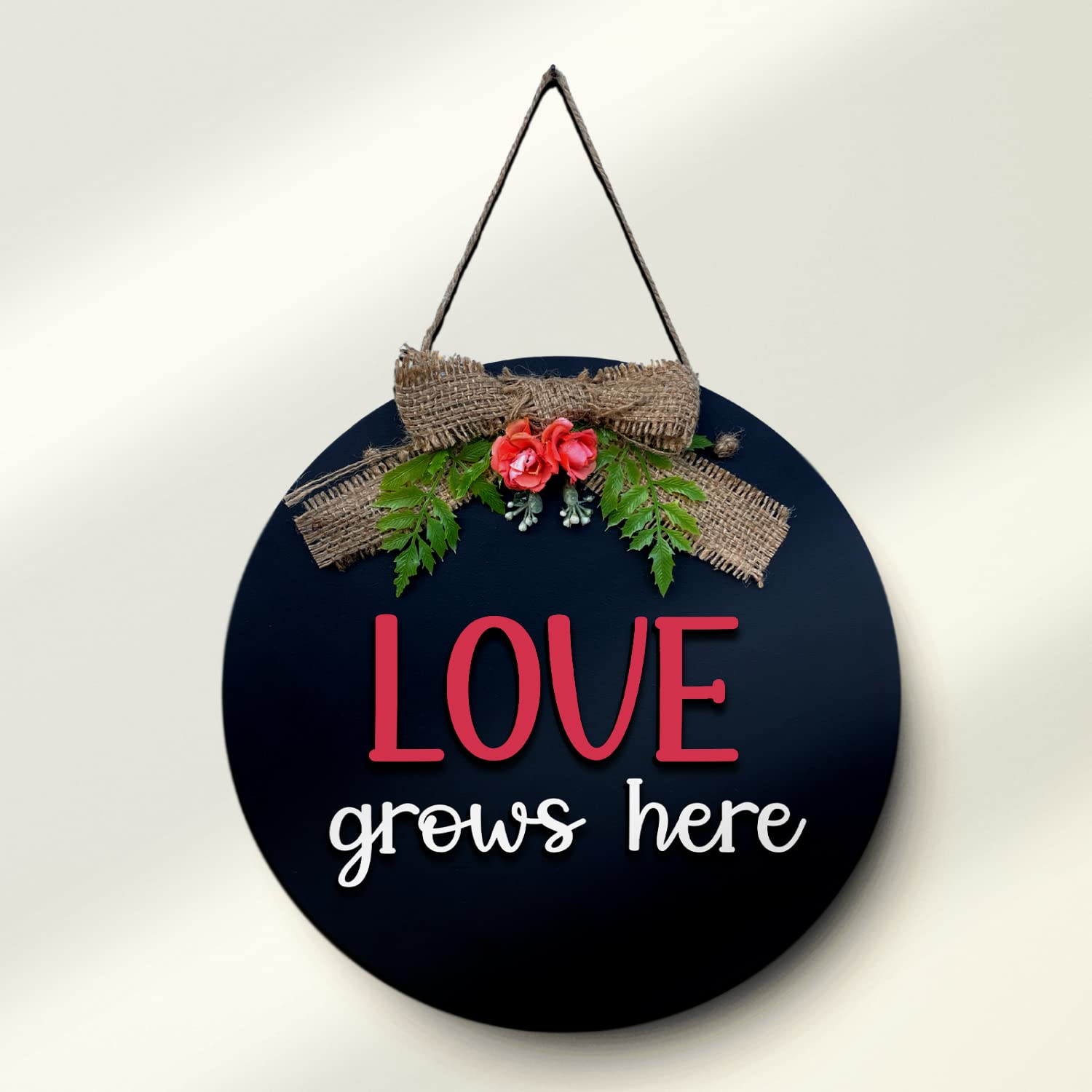 Chalk My Theme Love Grows Here Wall Hanging Decor For Living Room Stylish Aesthetic Room Decor Items Decoration For Living Room