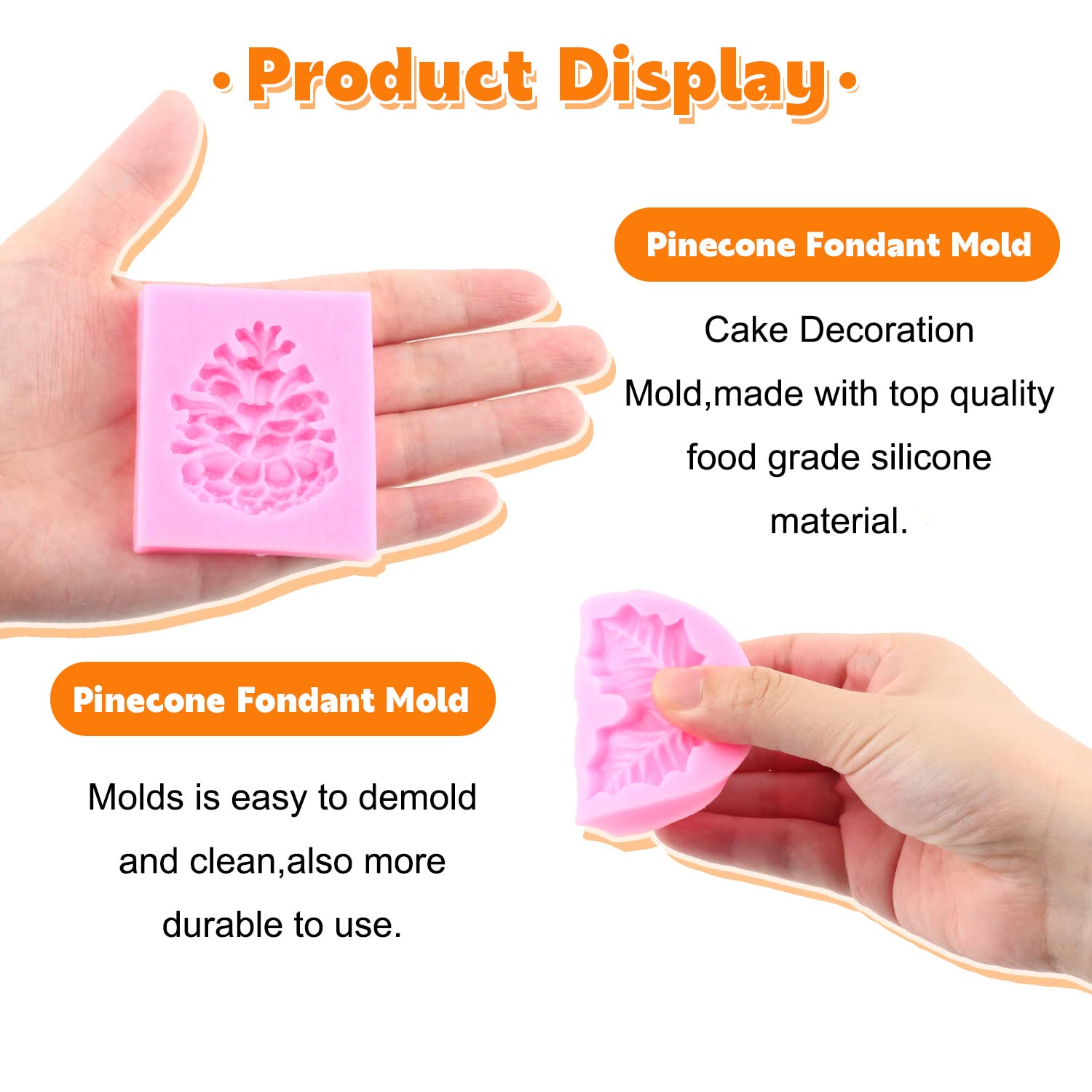 Rfghac Flower Pro Winter Foliage Silicone Mold Pinecone Fondant Molds Holly Leaf Christmas Mold For Cake Decorating Cupcake Topp