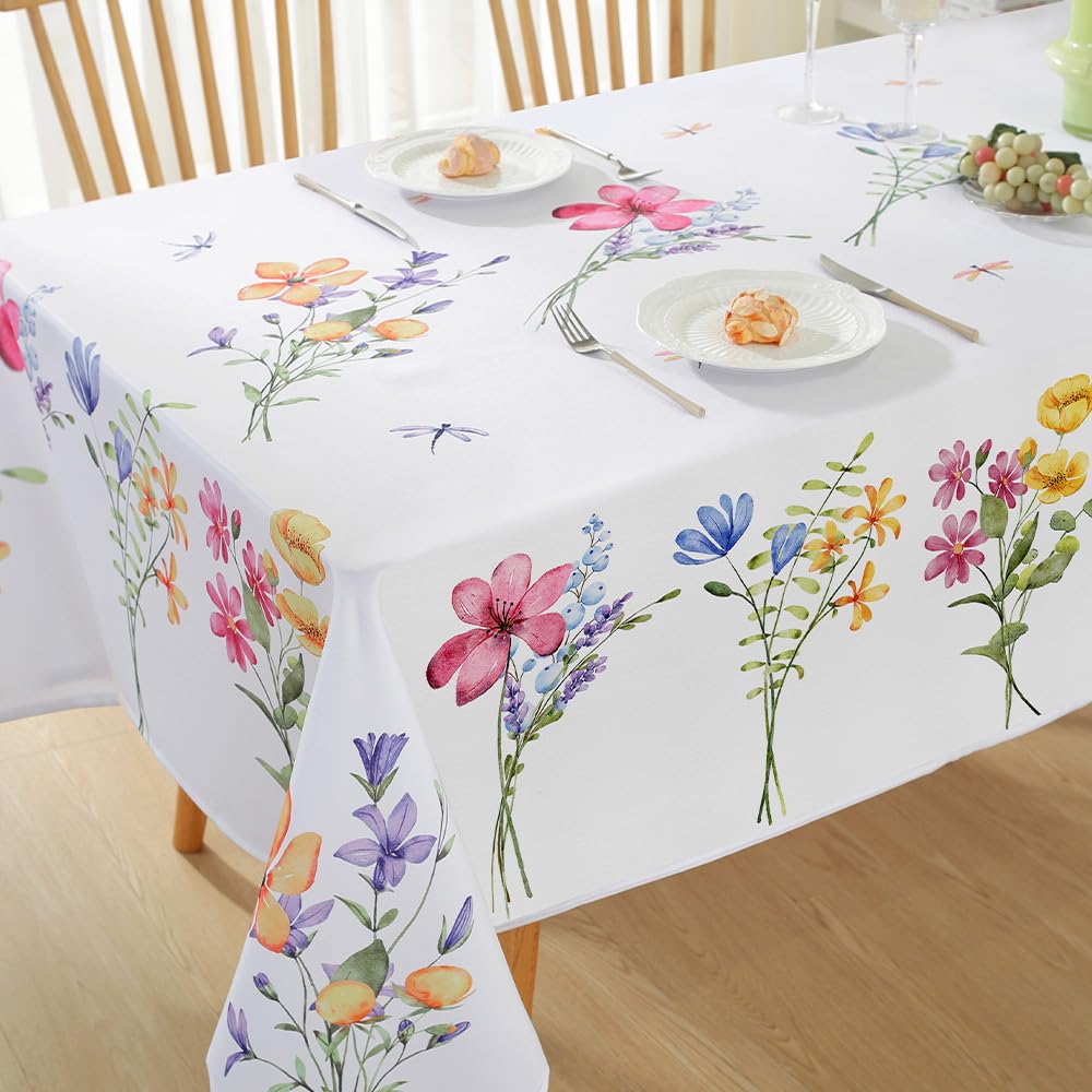 Matirug Spring Summer Rectangle Table Cloths 60X120,Floral Bouquet Washable Polyester Tablecloths,Flower Botanical Spill Proof F