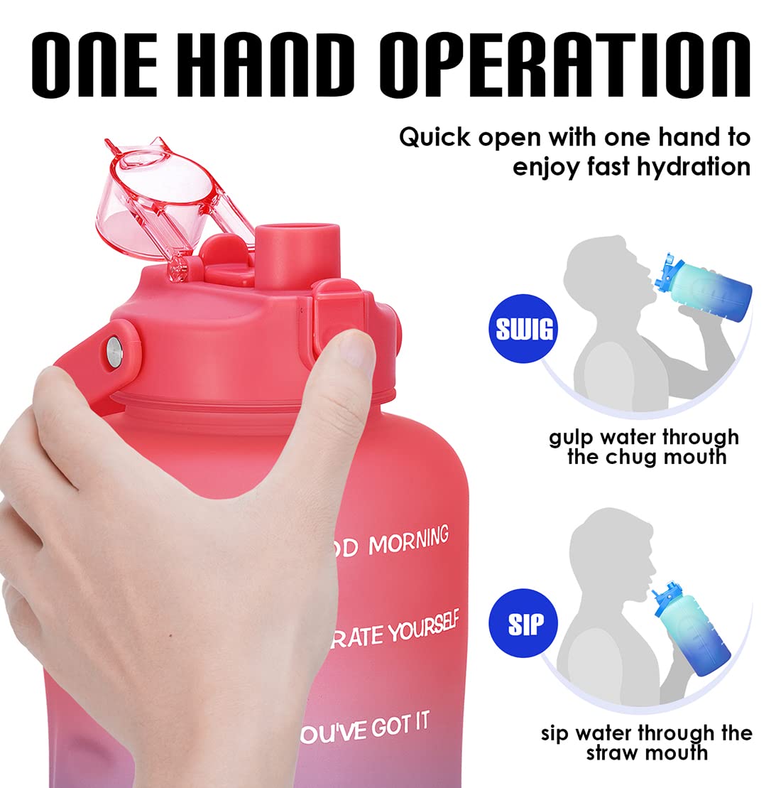 HydroPal Water Bottles with Straw  128 oz Gallon Water Bottle Water Jug BPA Free Leak-proof Sports Bottle with Times to Drink Perfect for Fitness Gym Camping Outdoor (128OZ Fabled Sunset)