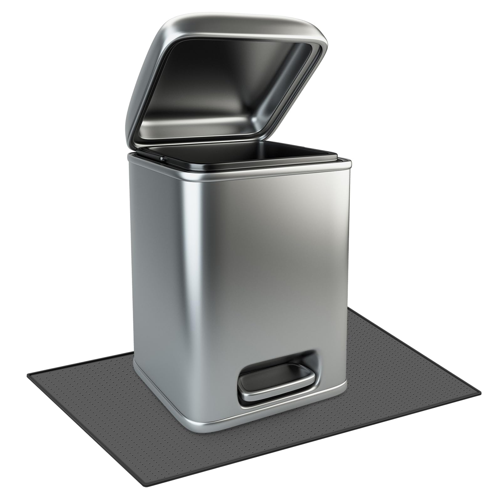 Tinideya Waterproof Trash Can Mat with Raised Edge Non Slip Under Garbage Mat Trash Can Pads Protective Silicone Rubber Tray for