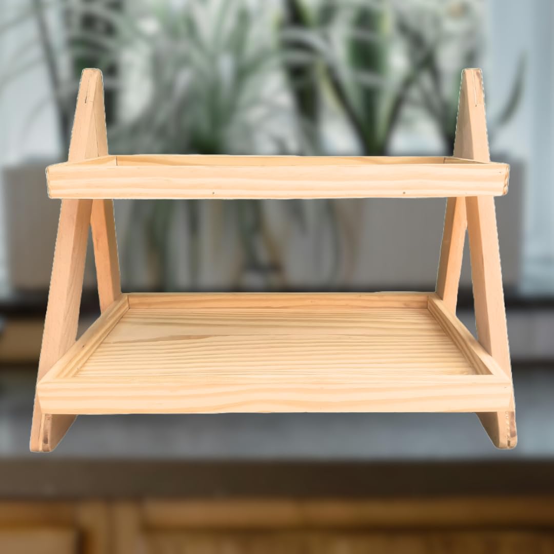 Shy Shy 2Tier Wooden Kitchen Organizer Rack, Storage Stand For Spices And Utensils, Spice And Jar Holder, MultiPurpose Storage