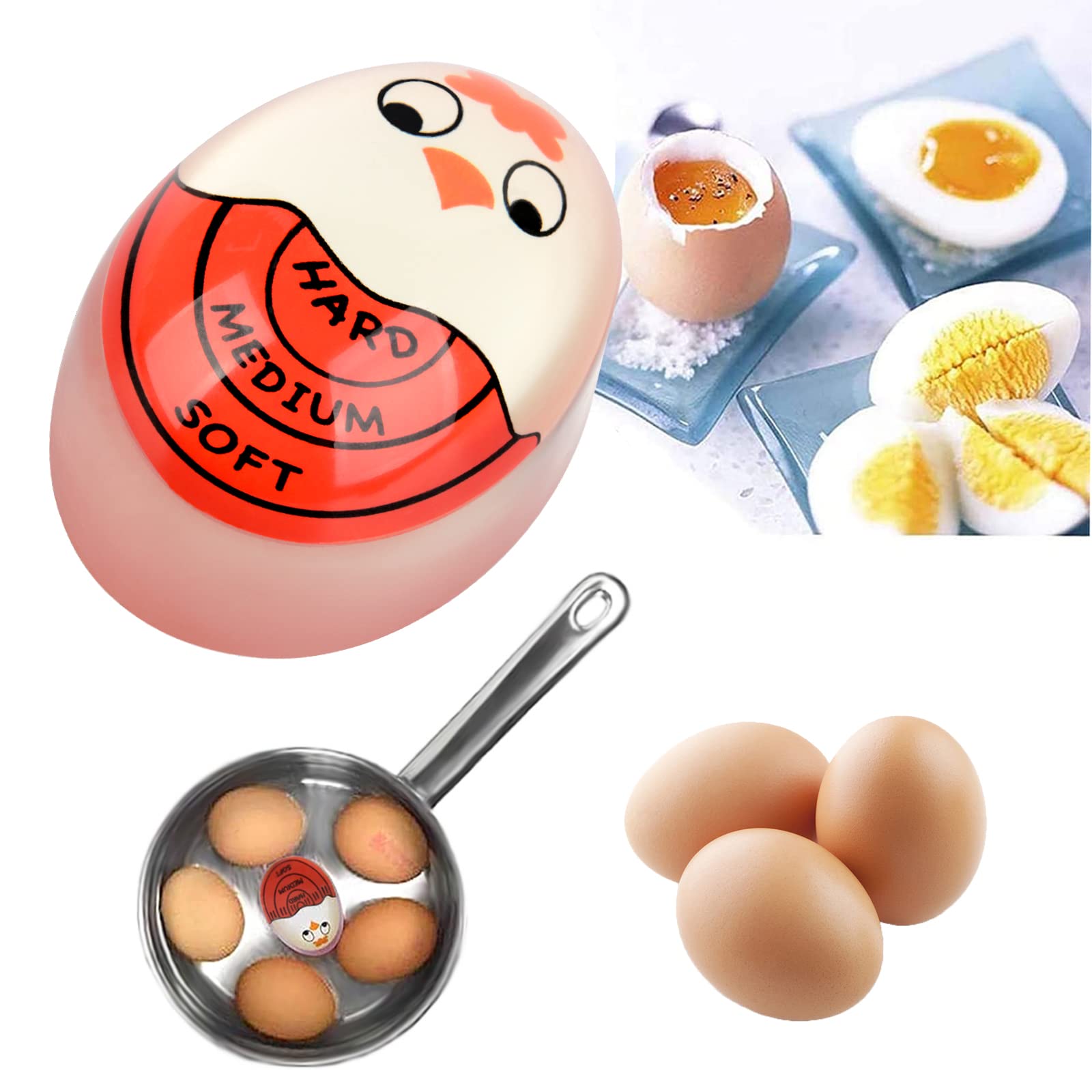 Egg Timer Sensitive Hard & Soft Boiled Color Changing Indicator Tells When Eggs Are Ready (Red 6Pack)
