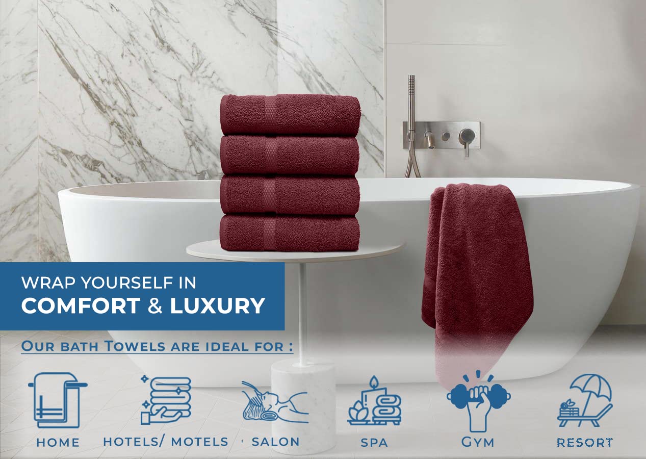 Dan River 100% Luxurious Cotton Bath Towels Set - Premium Quality Pack Of 4 - Ultimate Comfort And Absorbency For Bathroom, Home