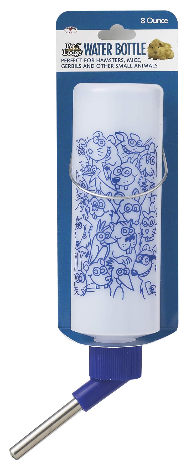 Pet Lodge Cage Water Bottle | Opaque Water Bottle with Fun Graphics | Great for Indoor Use | No Drip Waterer for Small Animals |