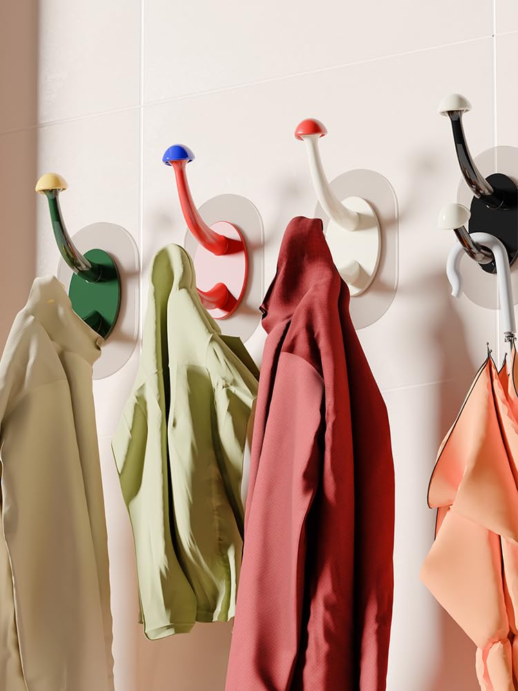 Elmvia Self Adhesive Wall Hooks Hanger Hook For Bathroom & Kitchen MultiPurpose Use Heavy Duty Waterproof And Rustproof Upto10K