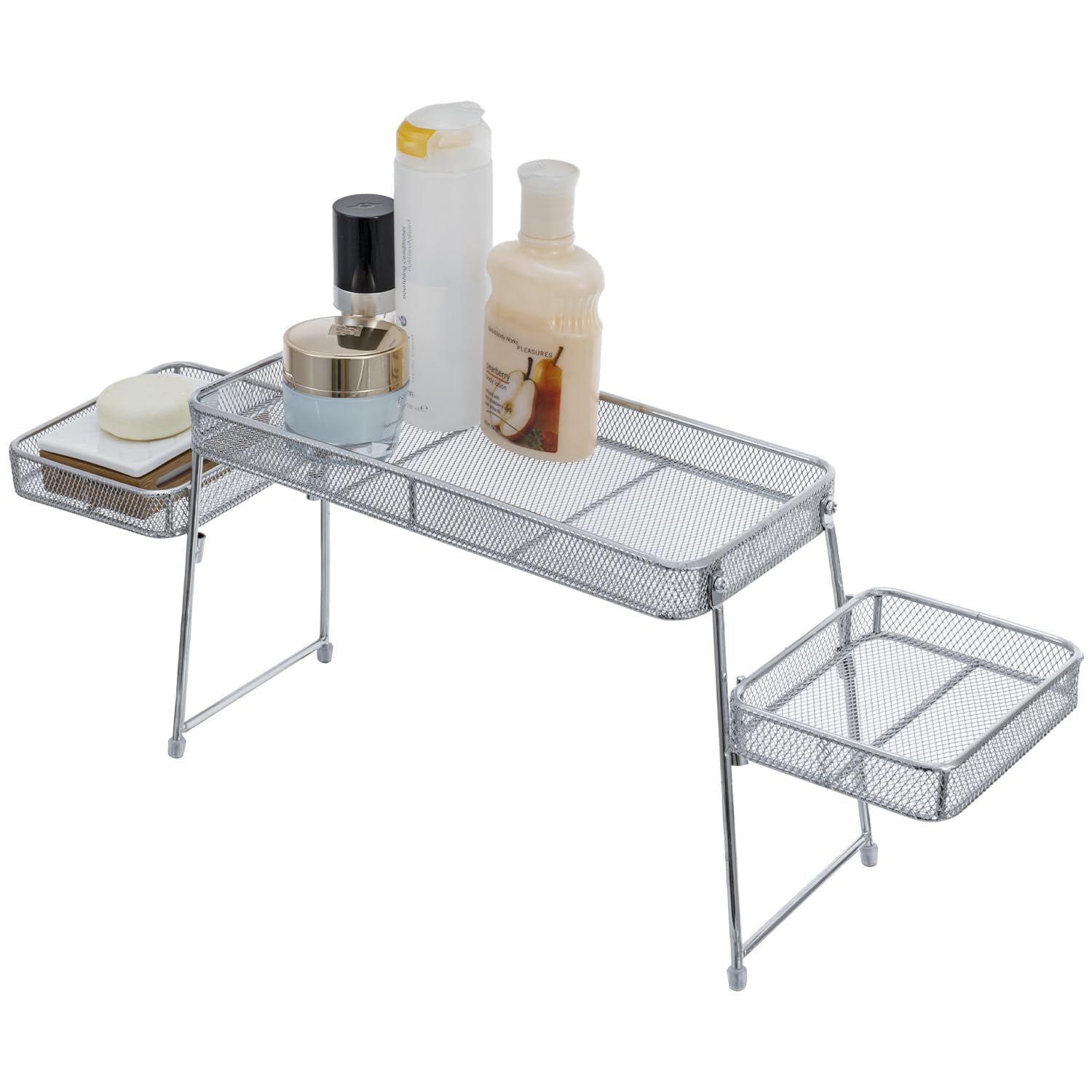 Mygift Chrome Plated Metal Over The Sink Organizer Shelf Rack, 3 Tiered Bathroom Or Kitchen Sink Storage Display Caddy