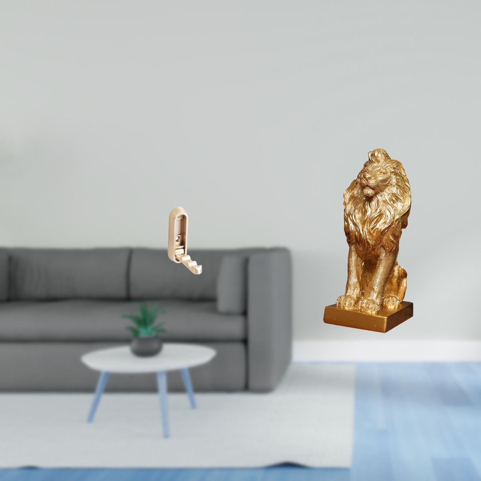 Enakshi Folding Wall Hook Organizer For Bathroom Closet With Lion Sculpture Statue Collectible Tabletop Ornament Art Figurine De