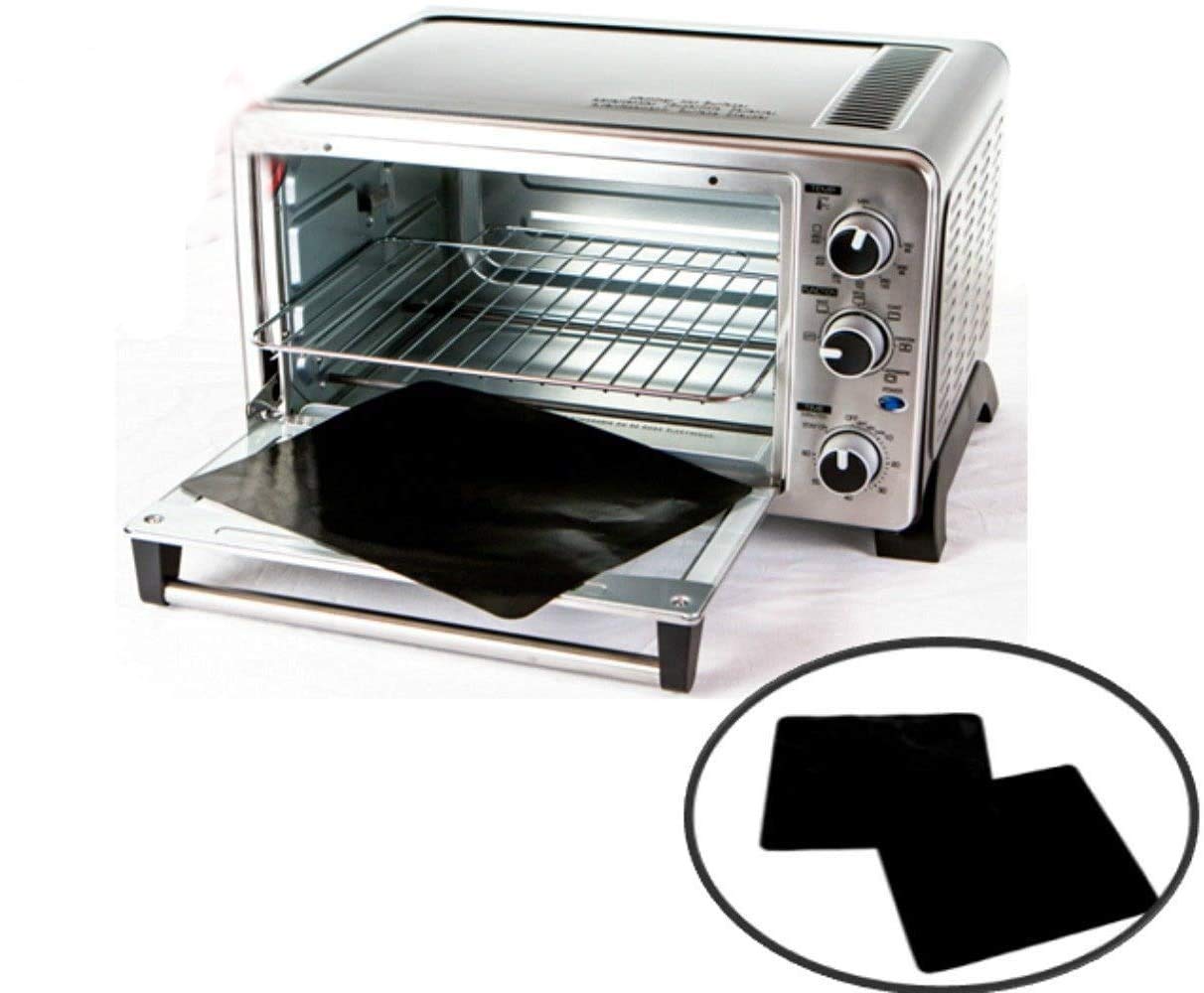 Two-Pack 100% Non-Stick 11 Polytetrafluoroethylene Toaster Oven Liner. Finally, Prevent Spillovers, Gunk & Odors! Great Teflon
