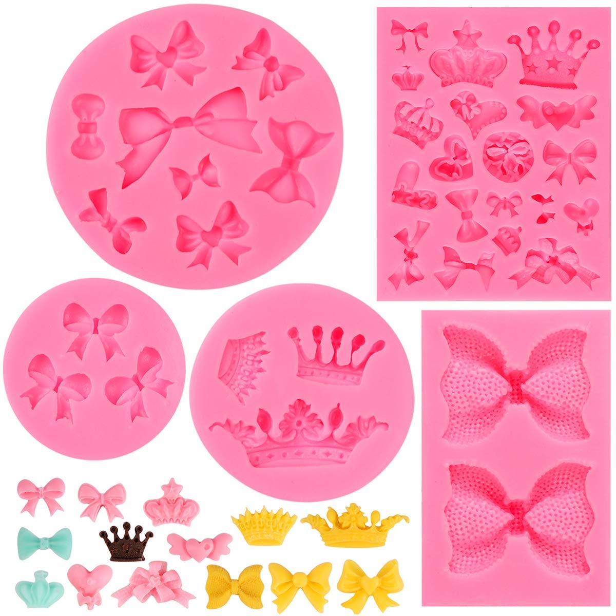 Bow Silicone Fondant Mold Crown Chocolate Candy Mold Cupcake Top Decoration, Pastry, Biscuit Decoration, Chocolate, Jewelry, Diy