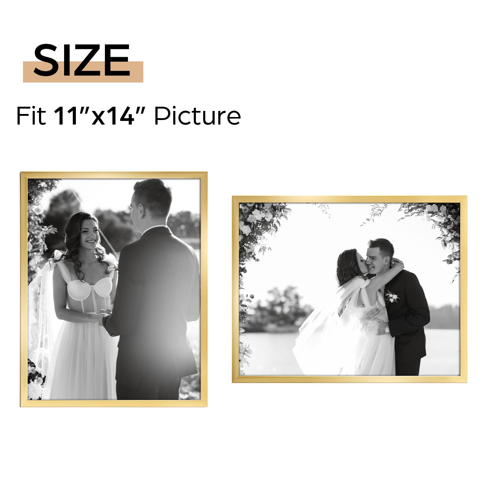 Giftgarden 11x14 Picture Frame Gold, 11 by 14 Thin Photo Frame for Wall Tabletop Display, Single