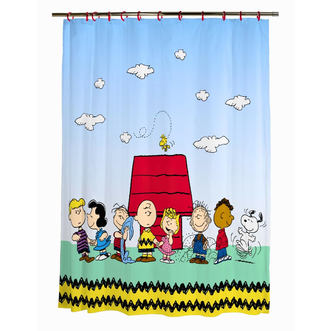 Franco Peanuts 13 Piece Shower Curtain And Ring Set, (100% Officially Licensed Product)