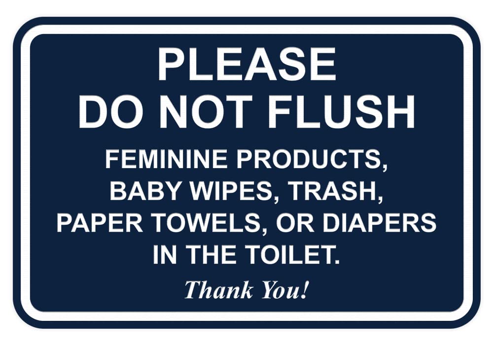 All Quality Please Do Not Flush Thank You Bathroom Etiquette Sign - 5 X 7 (Navy Blue)