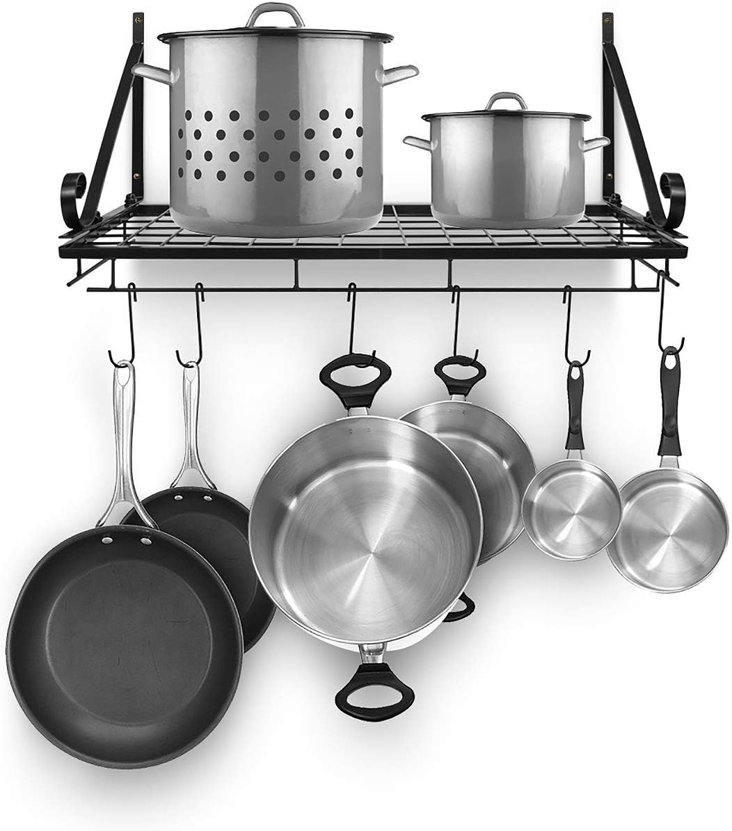Sorbus Pots And Pan Rack - Decorative Wall Mounted Storage Hanging Rac ...