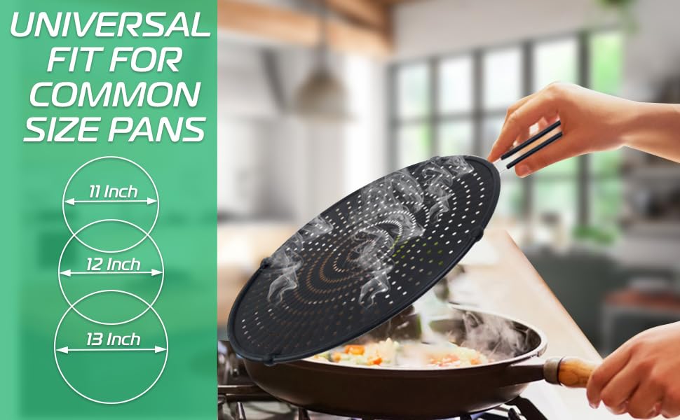 Young Energy Silicone Splatter Screen For Cooking, Frying Pan With Collapsible Oil Funnel, Grease Splatter Guard, Non Stick, Hea