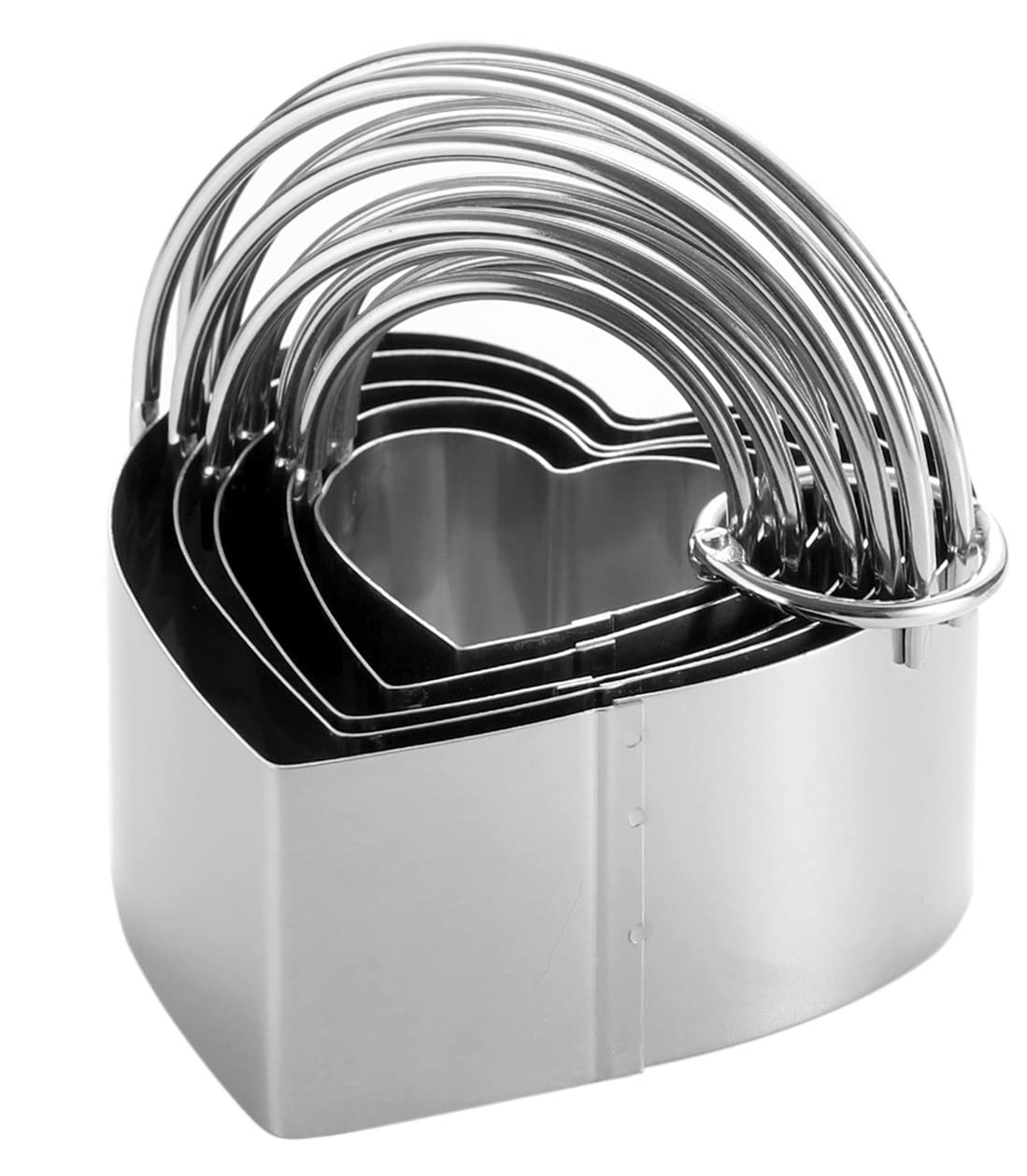Heart Cookie Cutters With Handle 5 Pieces - Heart Shapes Cookie Cutter Set Stainless Steel