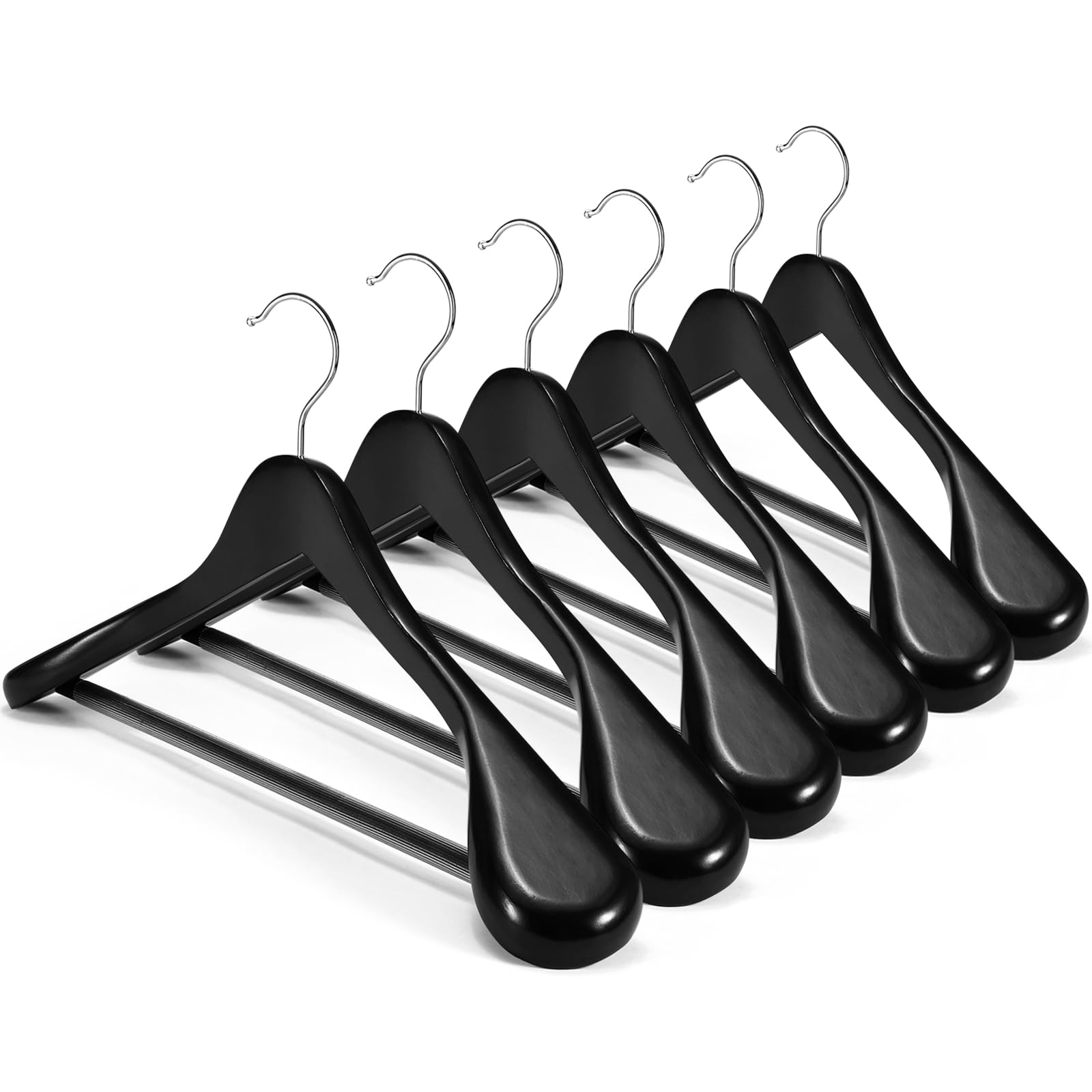 House Day High-Grade Suit Hangers, Wide Shoulder Wooden Hangers With Non Slip Pants Bar, Smooth Finish 360 Swivel Hook Solid Woo