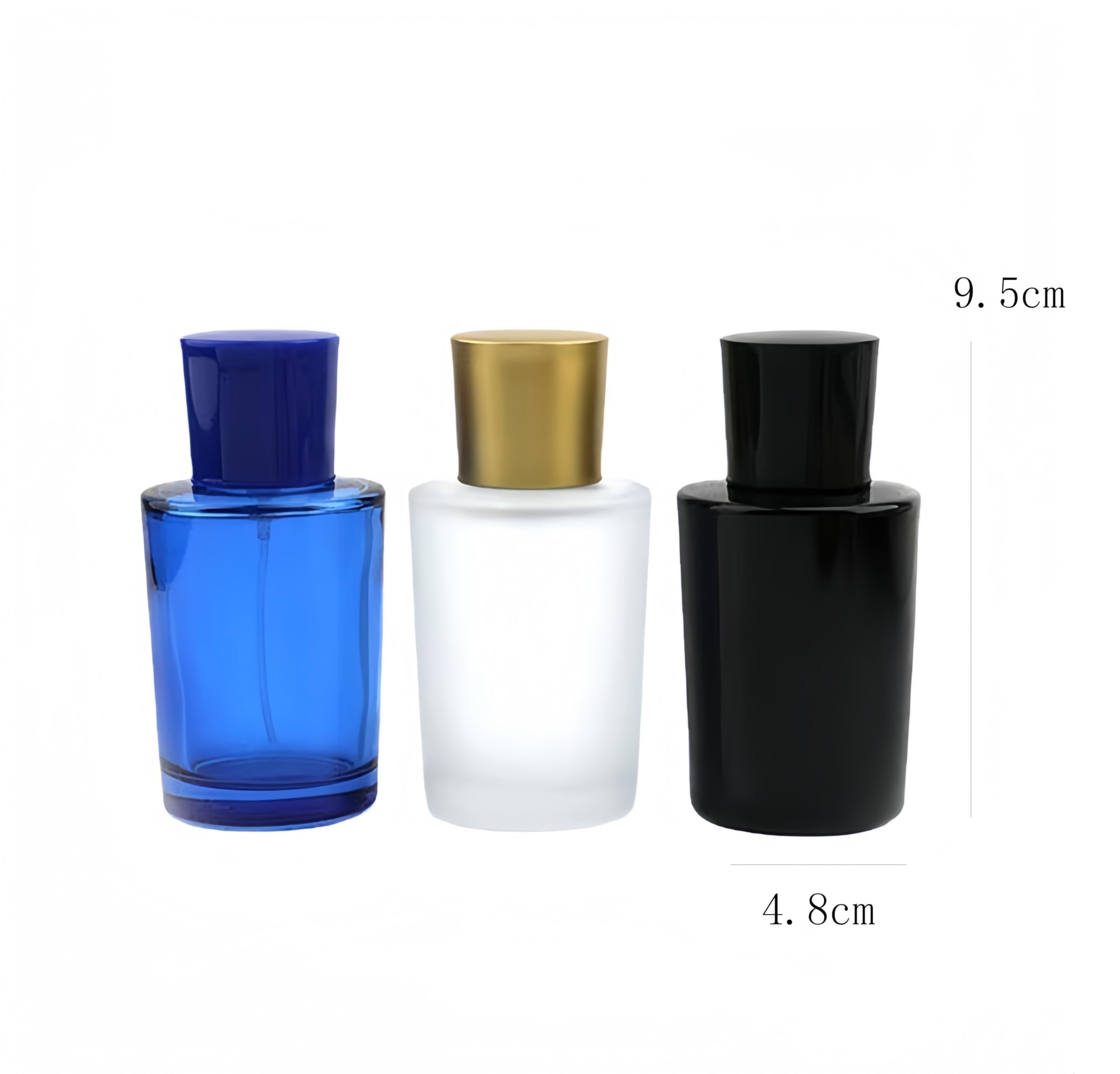 Yorror 2 Pack Blue Glass Perfume Atomizer, 50Ml Round Empty Refillable Spray Bottle For Men And Women, Portable Fragrance Fine M
