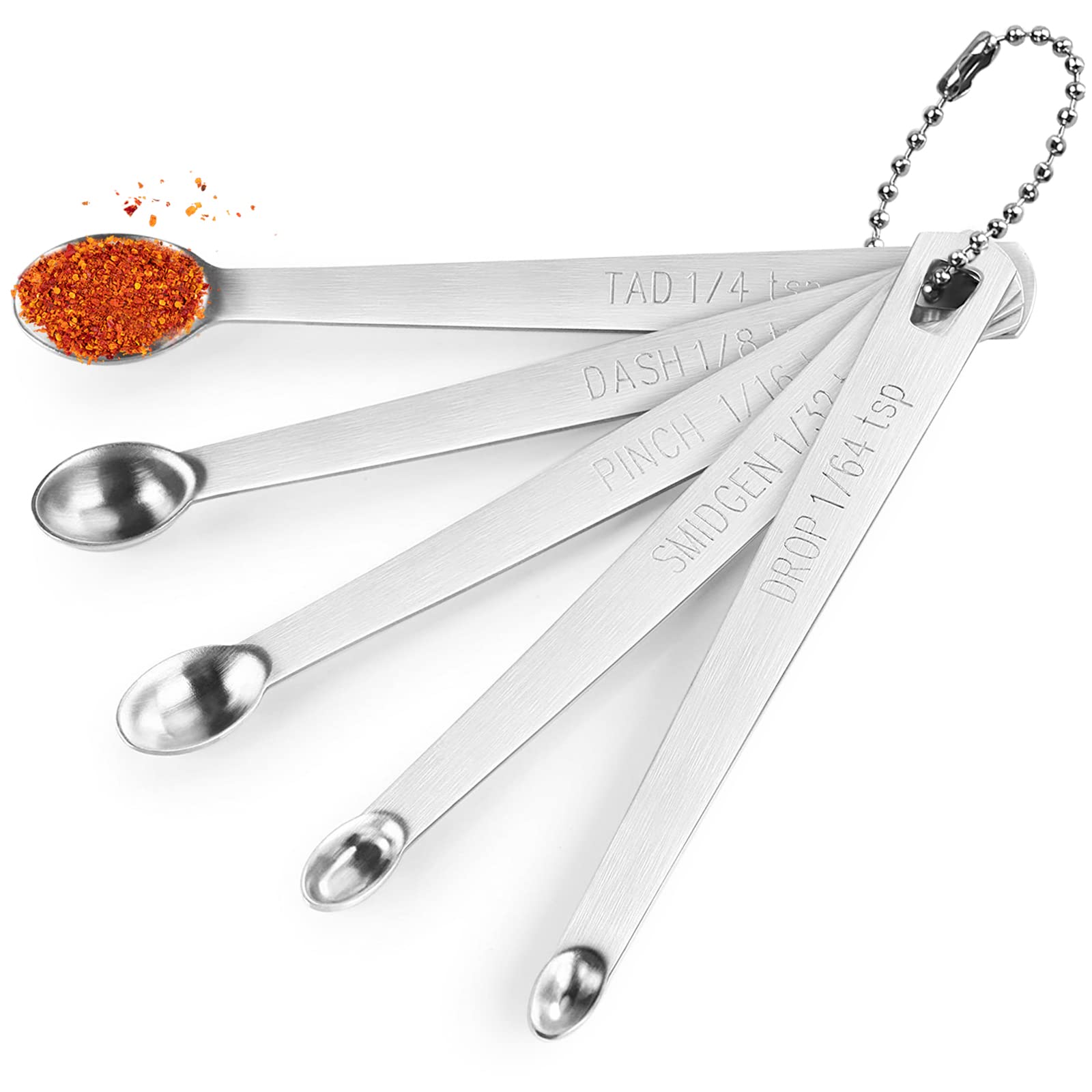 5 Pcs Mini Measuring Spoons Set, Stainless Steel Small Measuring Spoons Tad 1/4 Tsp, Dash 1/8 Tsp, Pinch 1/16 Tsp, Smidgen 1/32