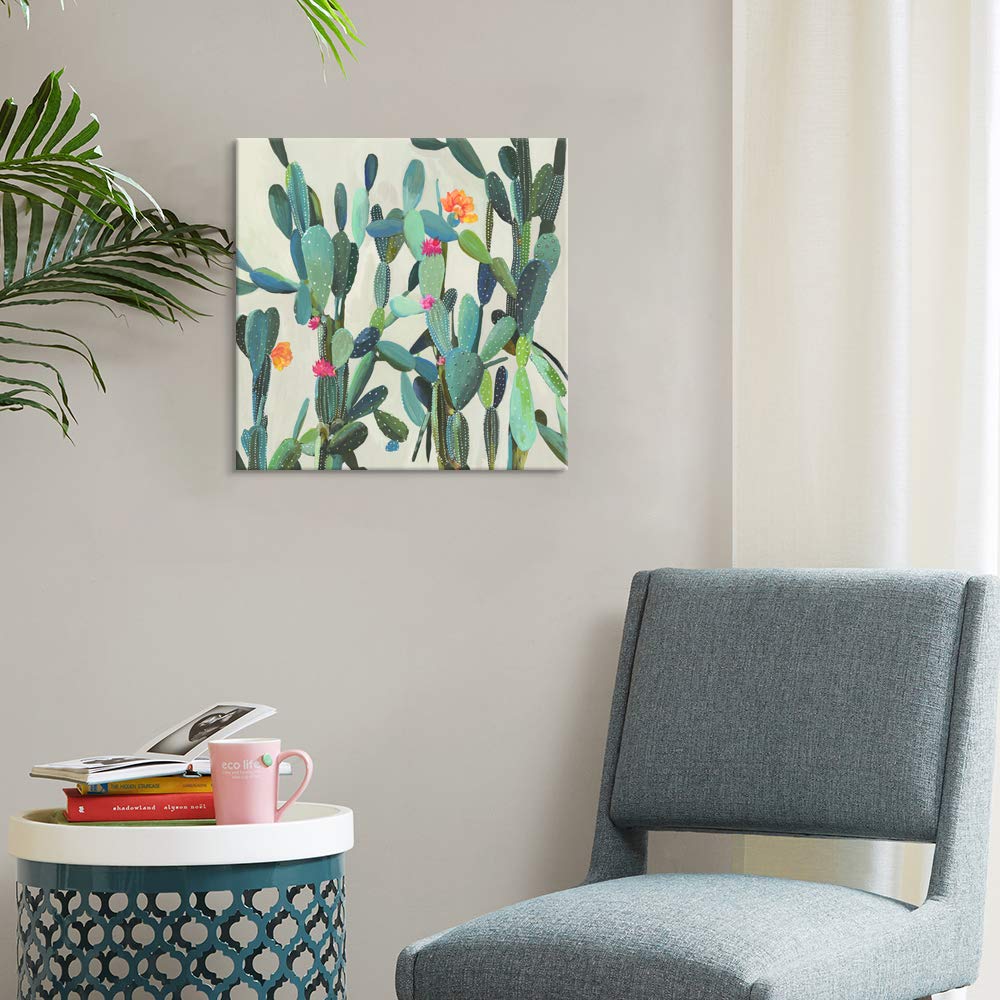 JAPO ART Cactus Wall Art Succulent Boho Wall Decor Plant Pictures Wall Art Southwest Decor Arizona Desert Catctus Decor Pictures Desert Poster Wall Hanging Decor for Kitchen Bathroom Decor 24x24 Inch