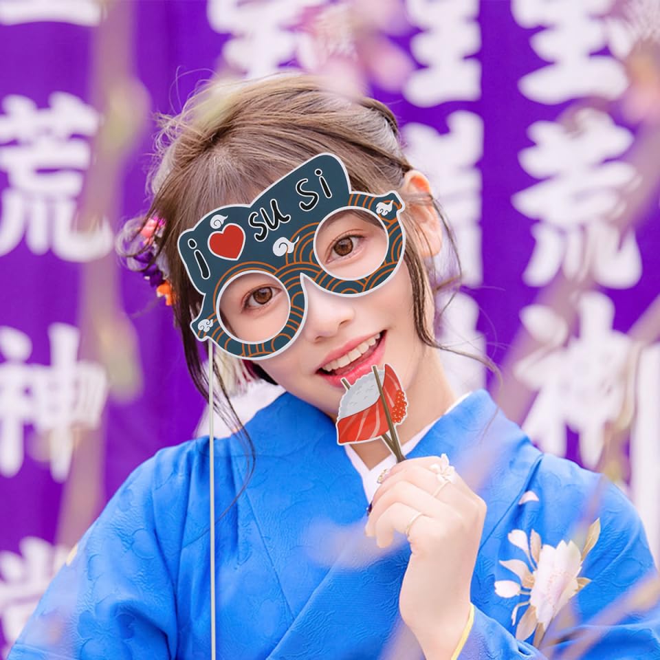 PRETYZOOM 20pcs Japanese Tea Party Photo Booth Props Japanese Cuisine Sushi Restaurant Decoration Japanese Banquet Dancing Party Photo Props