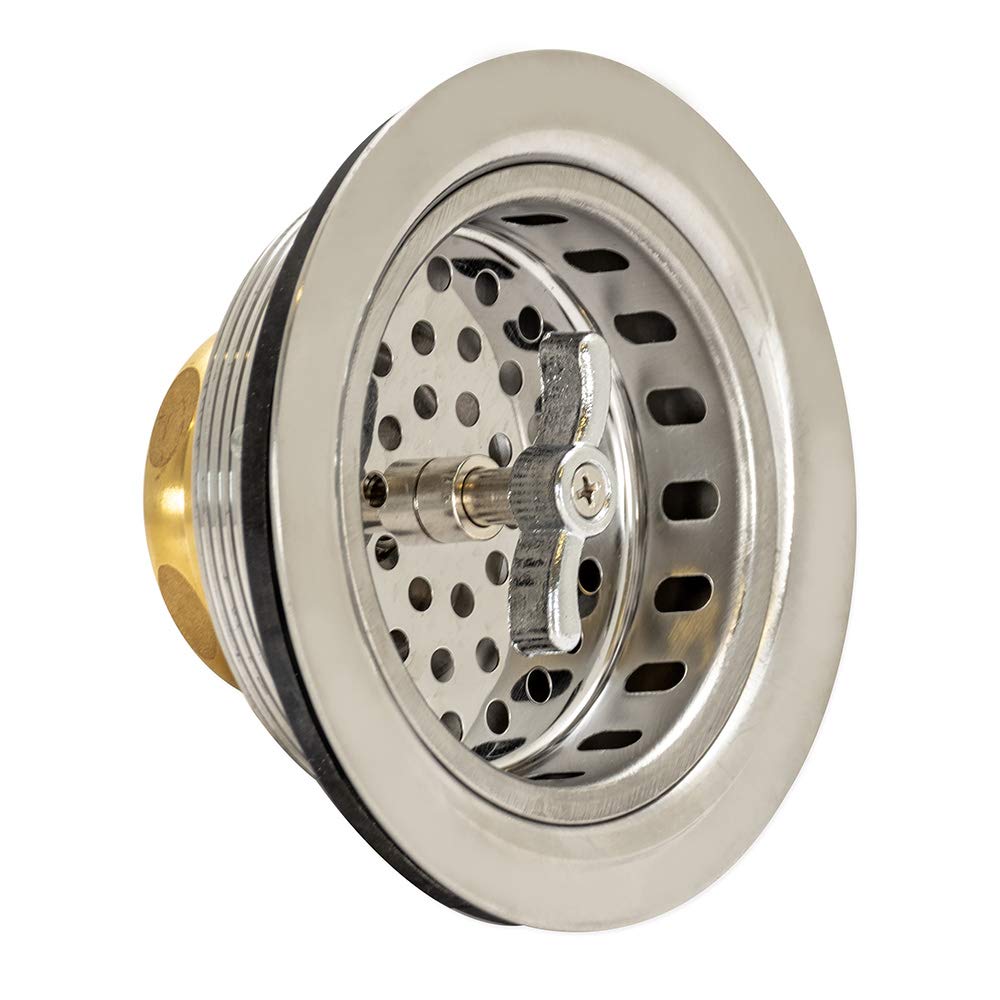 Ez-Flo Kitchen Sink Strainer With Brass Slip-Joint Nut, Spin And Seal, 3-1/2 Inch To 4 Inch Opening, Stainless Steel, 30011