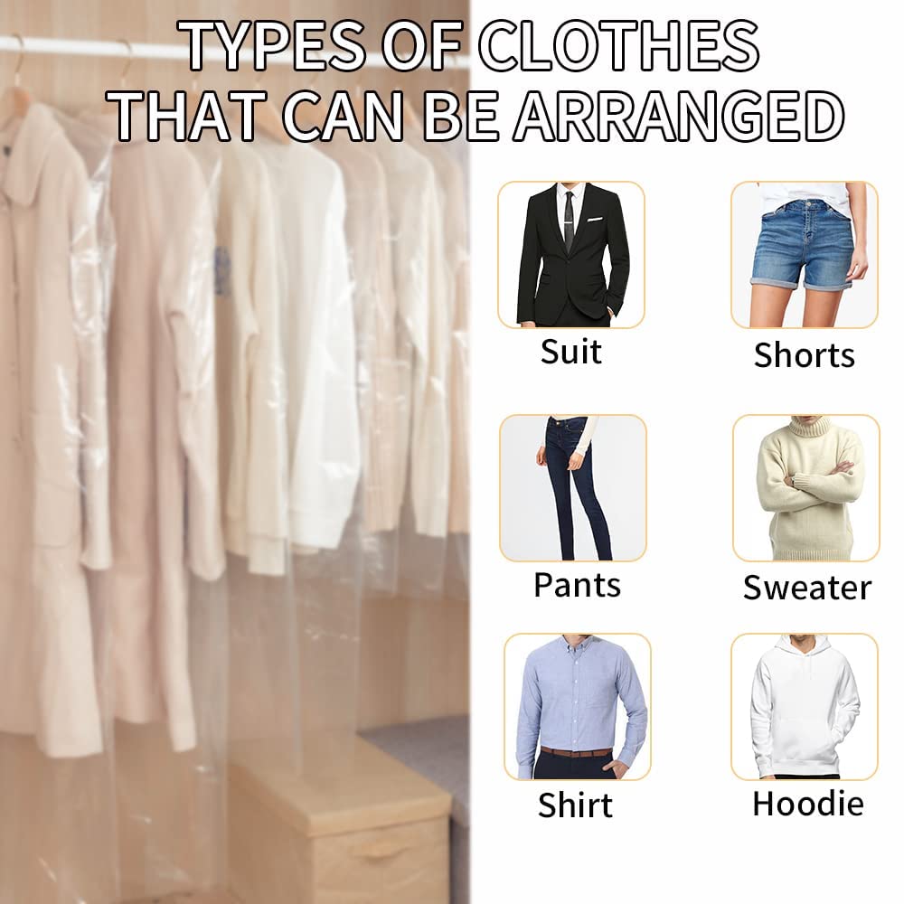 Beishida 25Pcs 35.5 Inch Plastic Garment Bag Dry Cleaner Bags Clear Plastic Bag Dry Cleaning Laundry Bags For Clothes Cover Hang