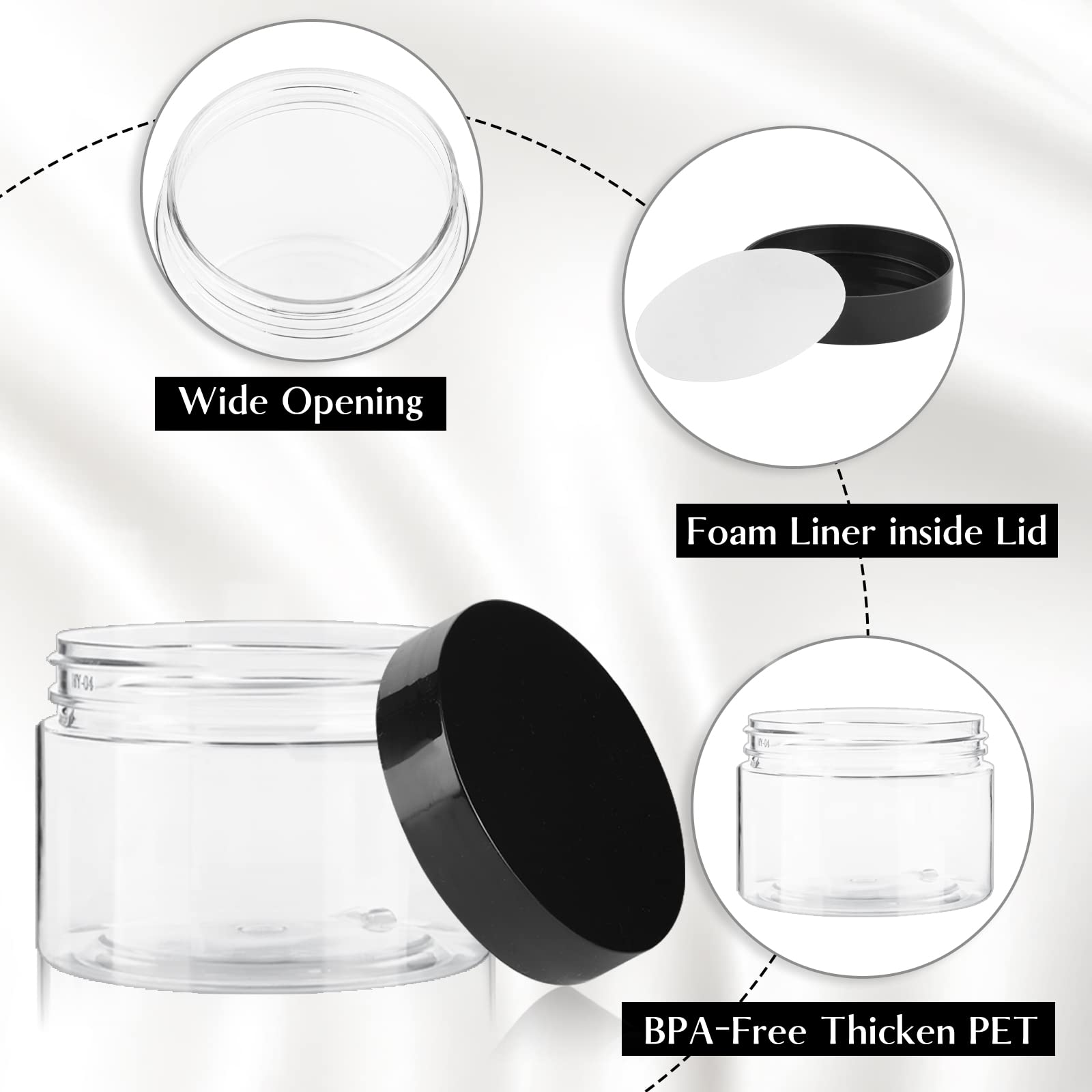 Tuzazo 4 Oz Plastic Container Jars With Lids And Labels Bpa Free, 24 Pack Empty Round Clear Cosmetic Slime Jars For Lotion, Crea