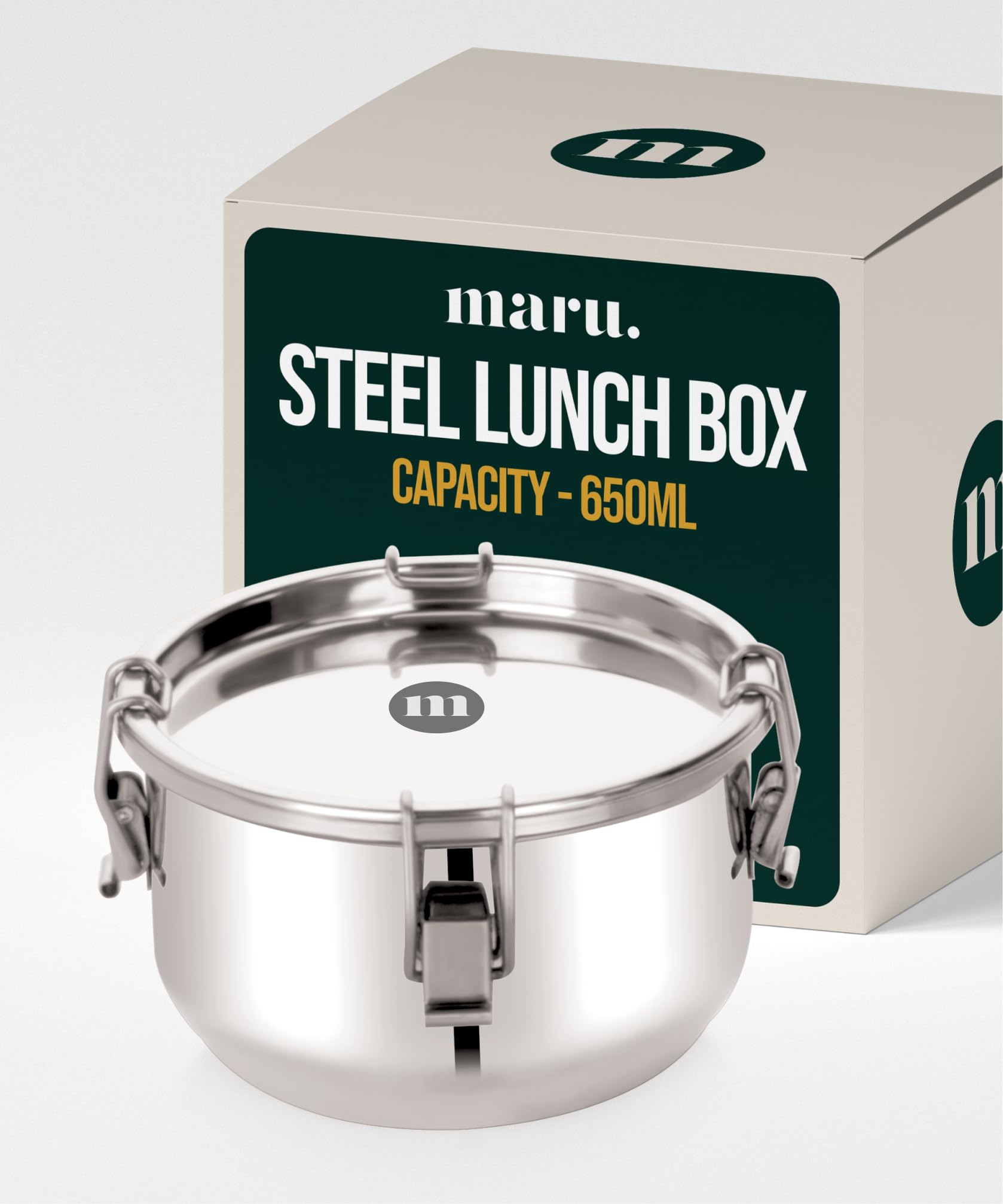 Maru Steel Big Leakproof Tiffin/Breakfast & Lunch Box Set 650Ml For School/Office, Container Avoid Spilling Of Curry, Liquid Ite