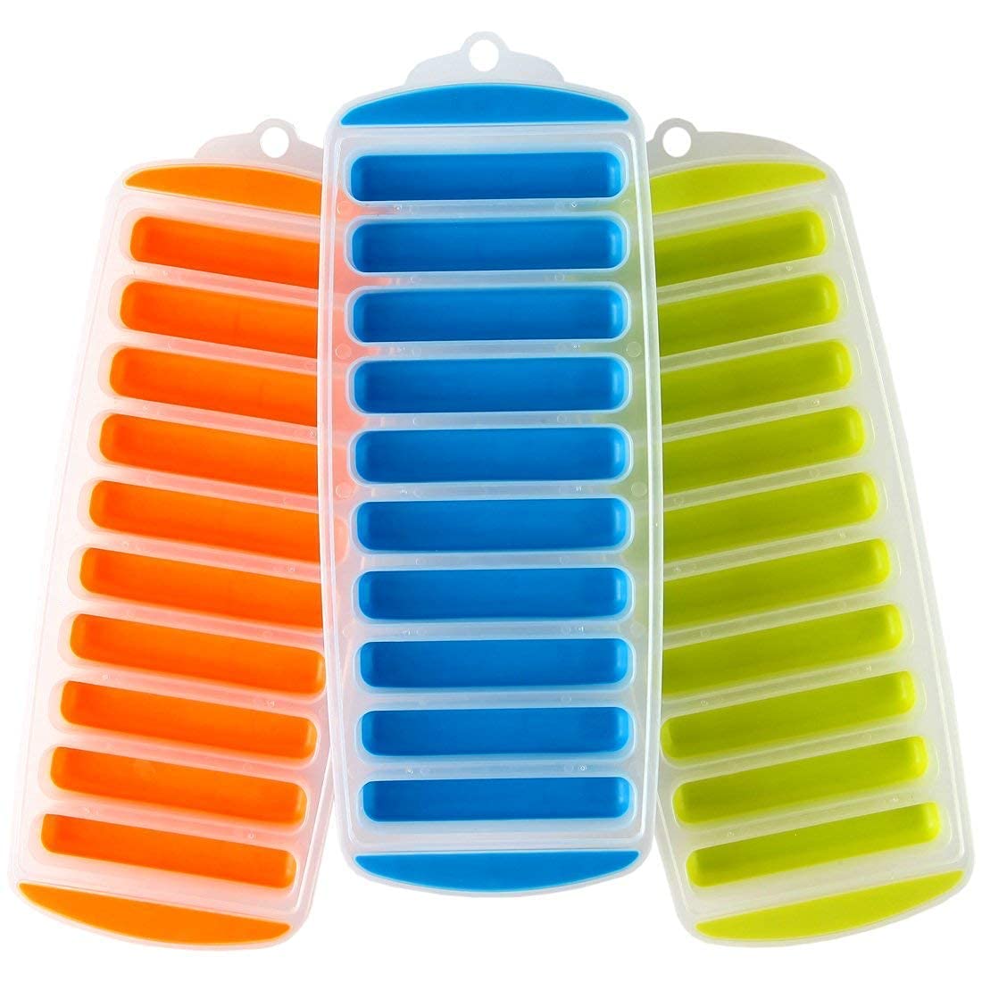Puthak Water Bottle Long Stick Ice Cube Trays With Easy Push Pop Out Narrow Ice Stick Cubes Assorted Color Silicone Bottom Ice S