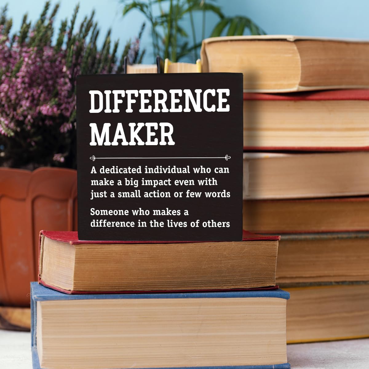 HTBIG Difference Maker Thank You Gifts Office Decor Funny Inspirational Desk Decor Coworker Gifts for Women Men Teacher Boss Day