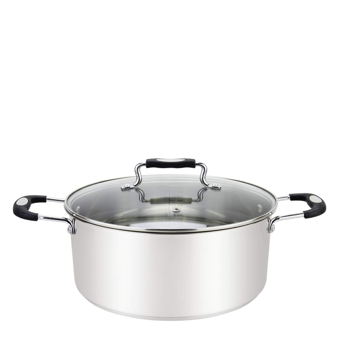 Millvado Stainless Steel Casserole Pot, Large Steel Dutch Oven, Boiling Pot For Soup, Spaghetti, Braising, 12.6 Quart Induction