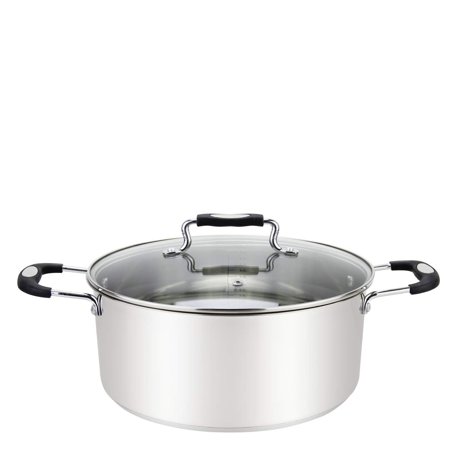 Millvado Stainless Steel Casserole Pot, Large Steel Dutch Oven, Boiling Pot For Soup, Spaghetti, Braising, 8.4 Quart Induction C